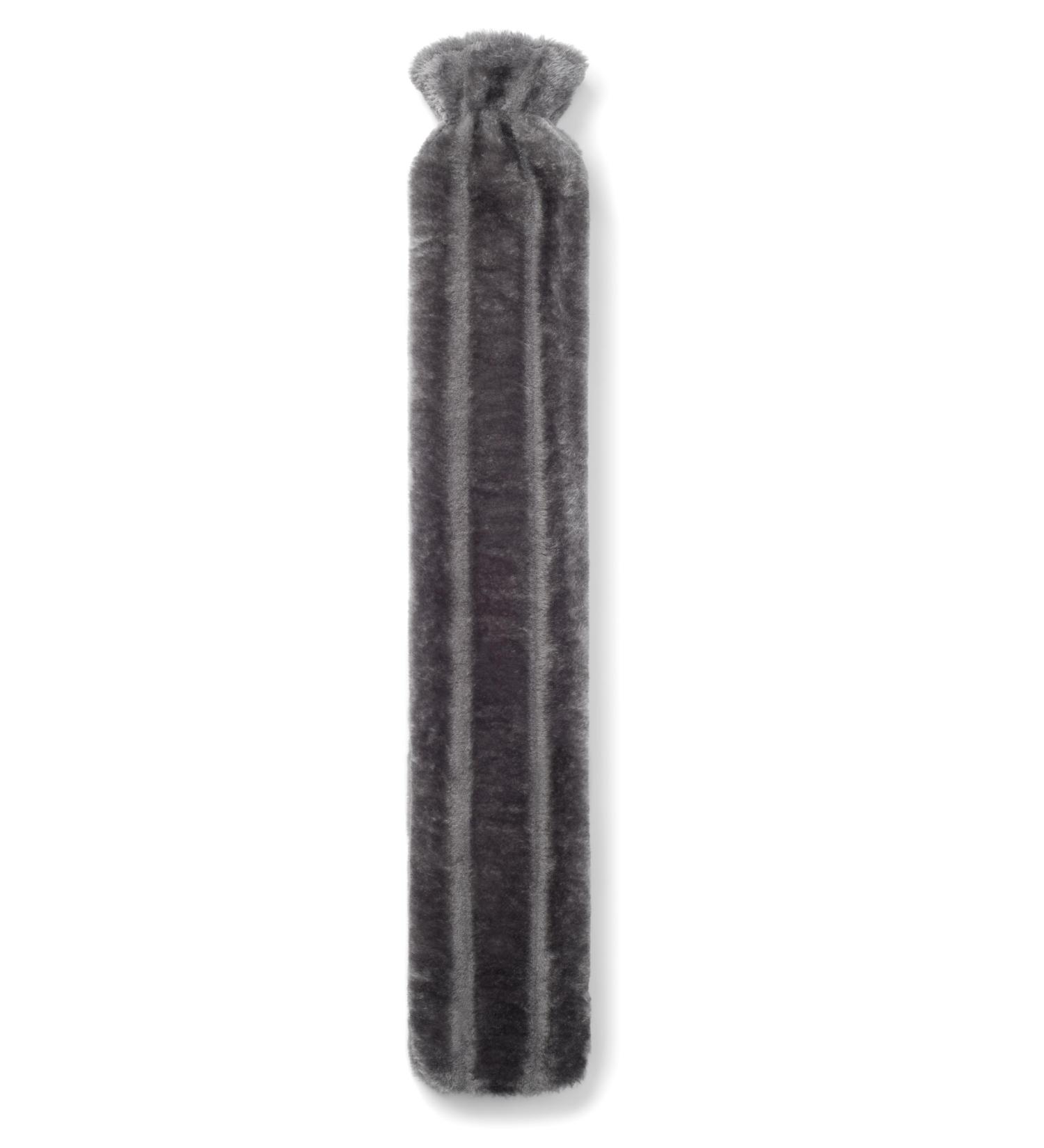 Brevian 2L Hot Water Bottle w/ Soft Faux Fur Cover - Dark Grey Long | UK - Buy Online on GoSupps.com