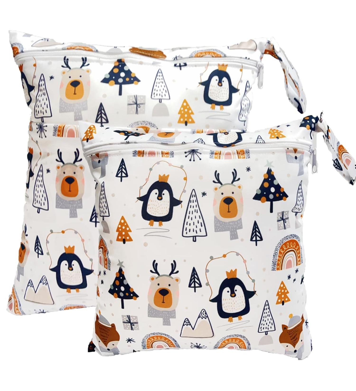 Trasun Diaper Bag with Pockets | Waterproof Washable Wetbag Organizer for Toddlers | Travel Gym Beach Pool - Penguin Design - Buy Online on GoSupps.com