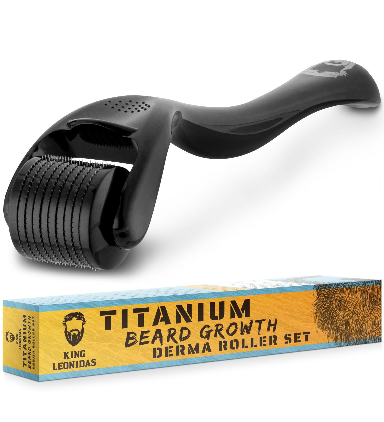 King Leonidas Beard Derma Roller 0.30mm Titanium Micro-Needling for Men - Facial Hair & Beard Growth - Buy Online on GoSupps.com