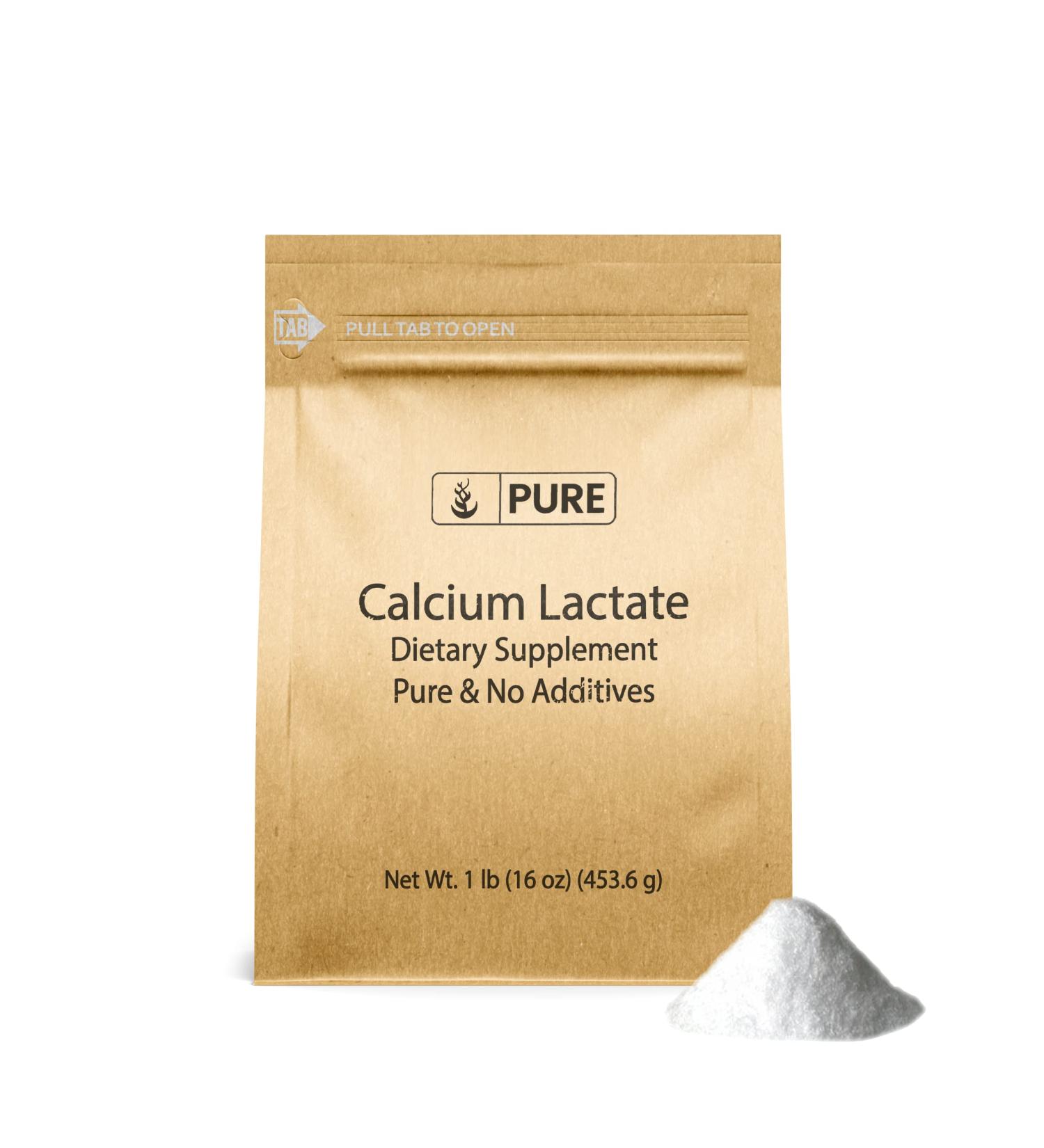 Pure Original Calcium Lactate (1lb) - Non-GMO Electrolyte Supplement - 1 Count (Pack of 1) - Buy Online on GoSupps.com