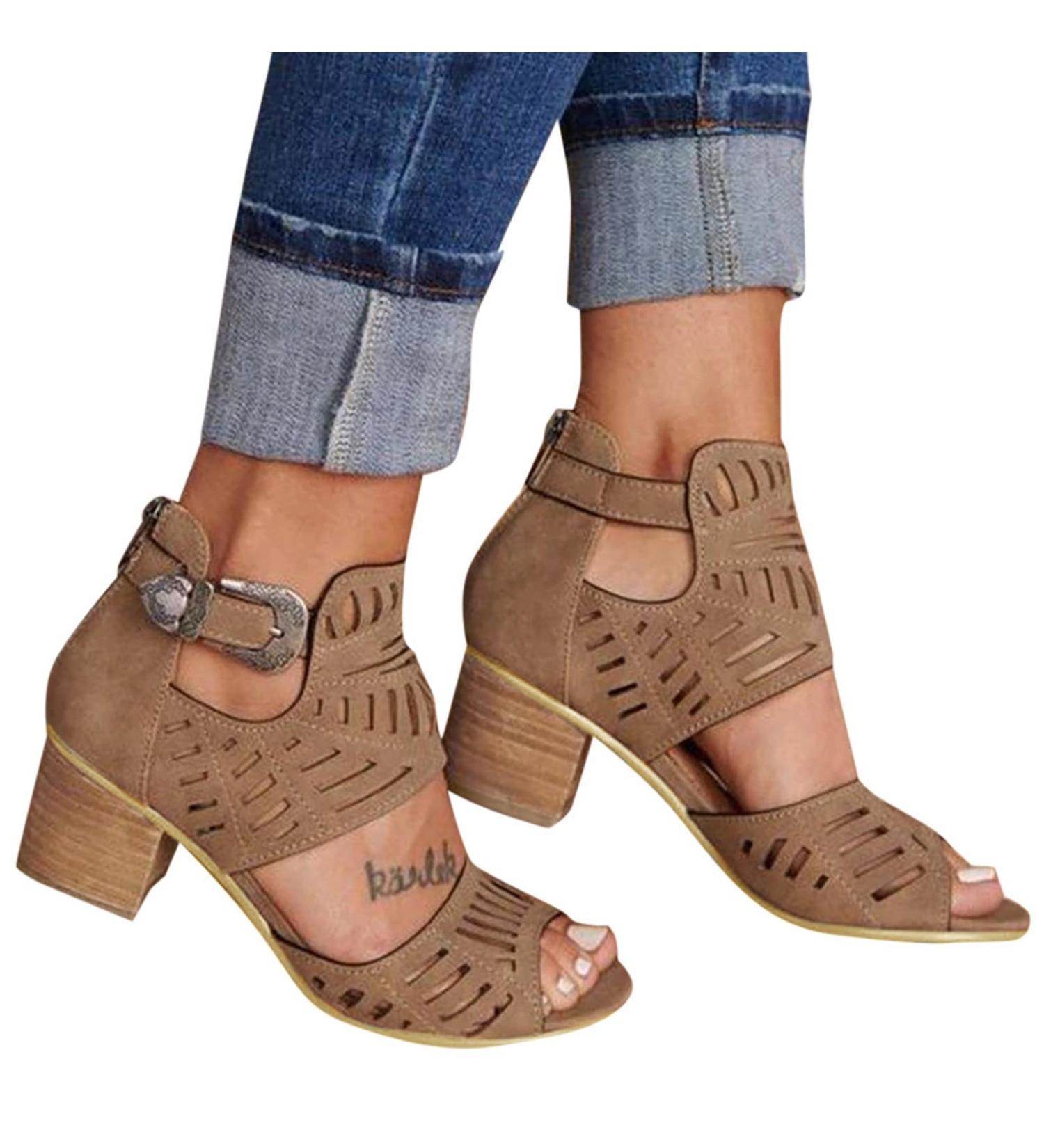 Foldap Women's High Heel Espadrille Platform Wedge Sandals - Brown | Summer Casual Beach Shoes - Buy Online on GoSupps.com