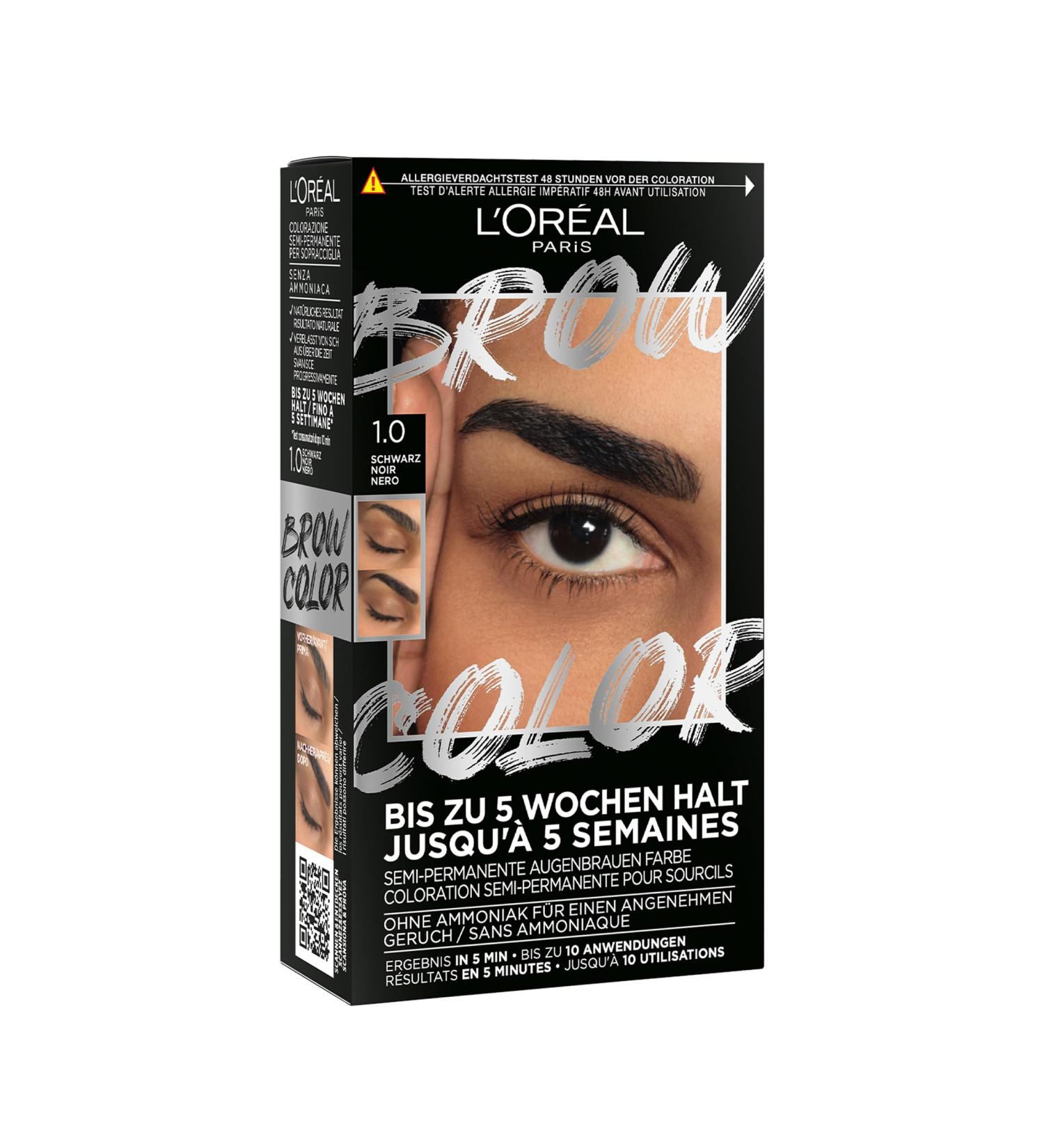 L'Or al Paris Ammonia-Free Eyebrow Color - Radiant Black 10 Applications | Perfectly Maintained Brows Worldwide - Buy Online on GoSupps.com