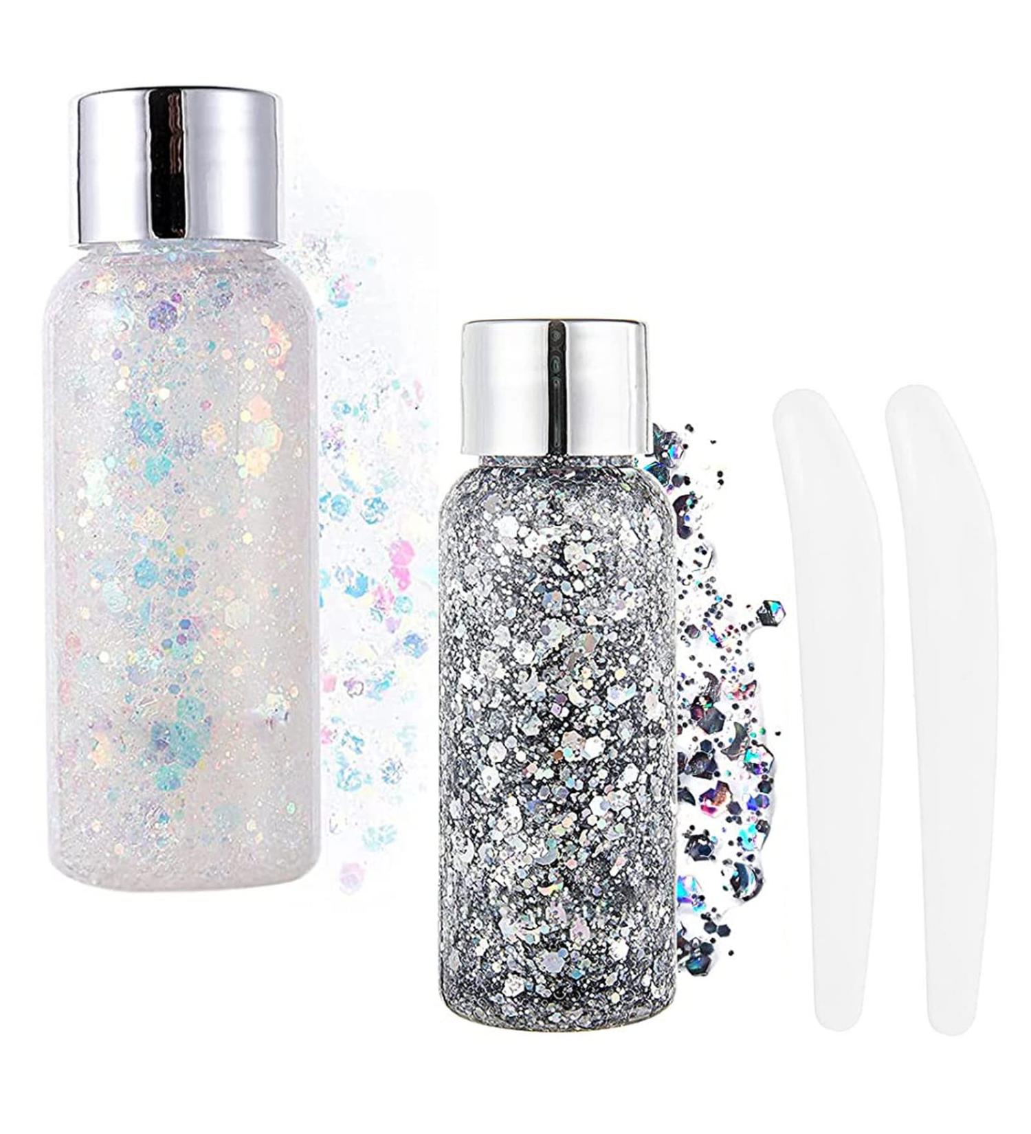 Shop Body Glitter Gel for Festivals | Sparkling White & Silver Sequins - Long-Lasting Liquid Face & Hair Makeup - Buy Online on GoSupps.com