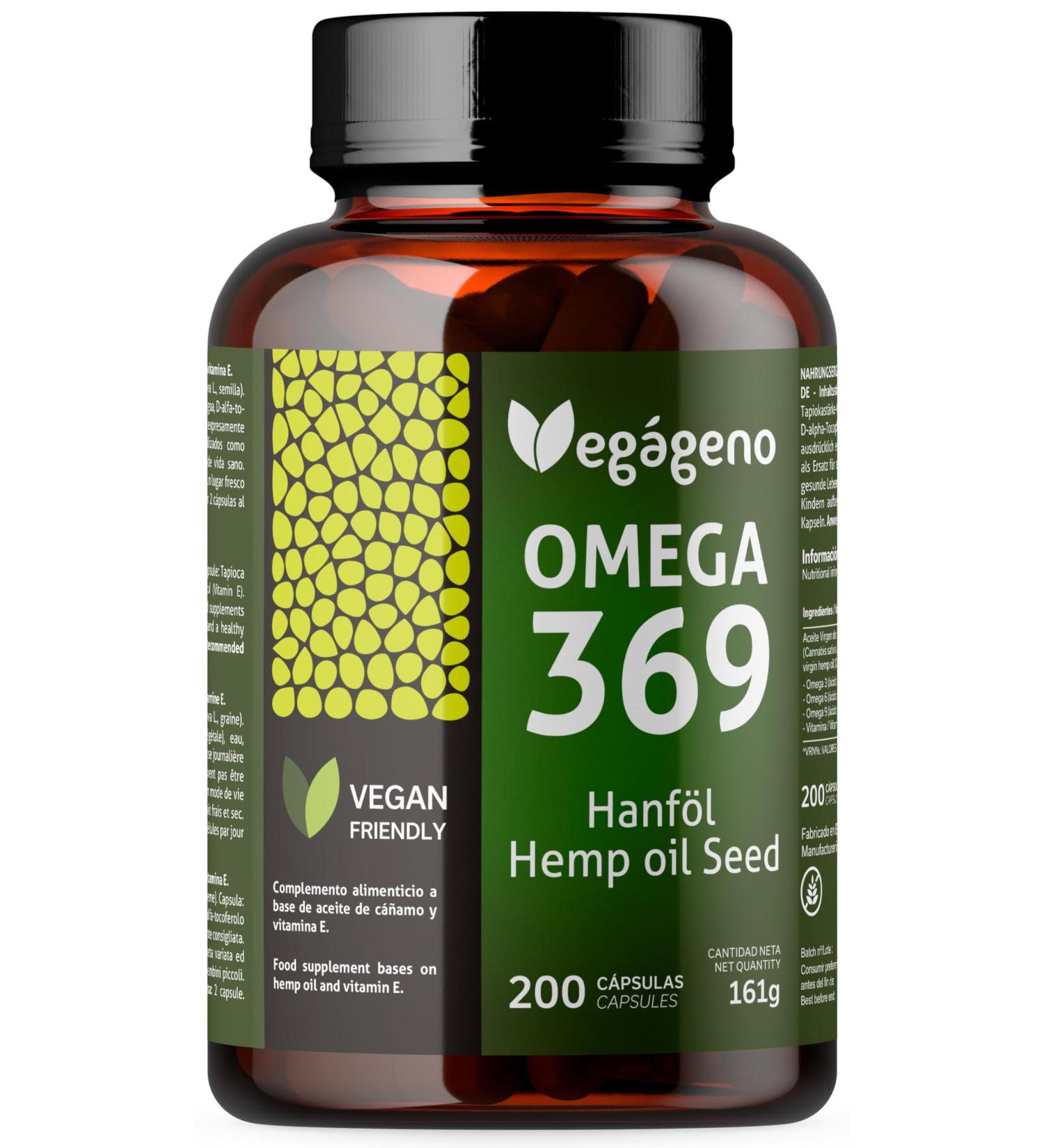 Vegageno OMEGA 3 6 9 Capsules High Concentration OMEGA 3 Vegan 200 Capsules With Natural Vitamin E Non-GMO Gluten Free No Fish Only Vegan. Suitable for Vegetarians and Vegetarians. - Buy Online on GoSupps.com