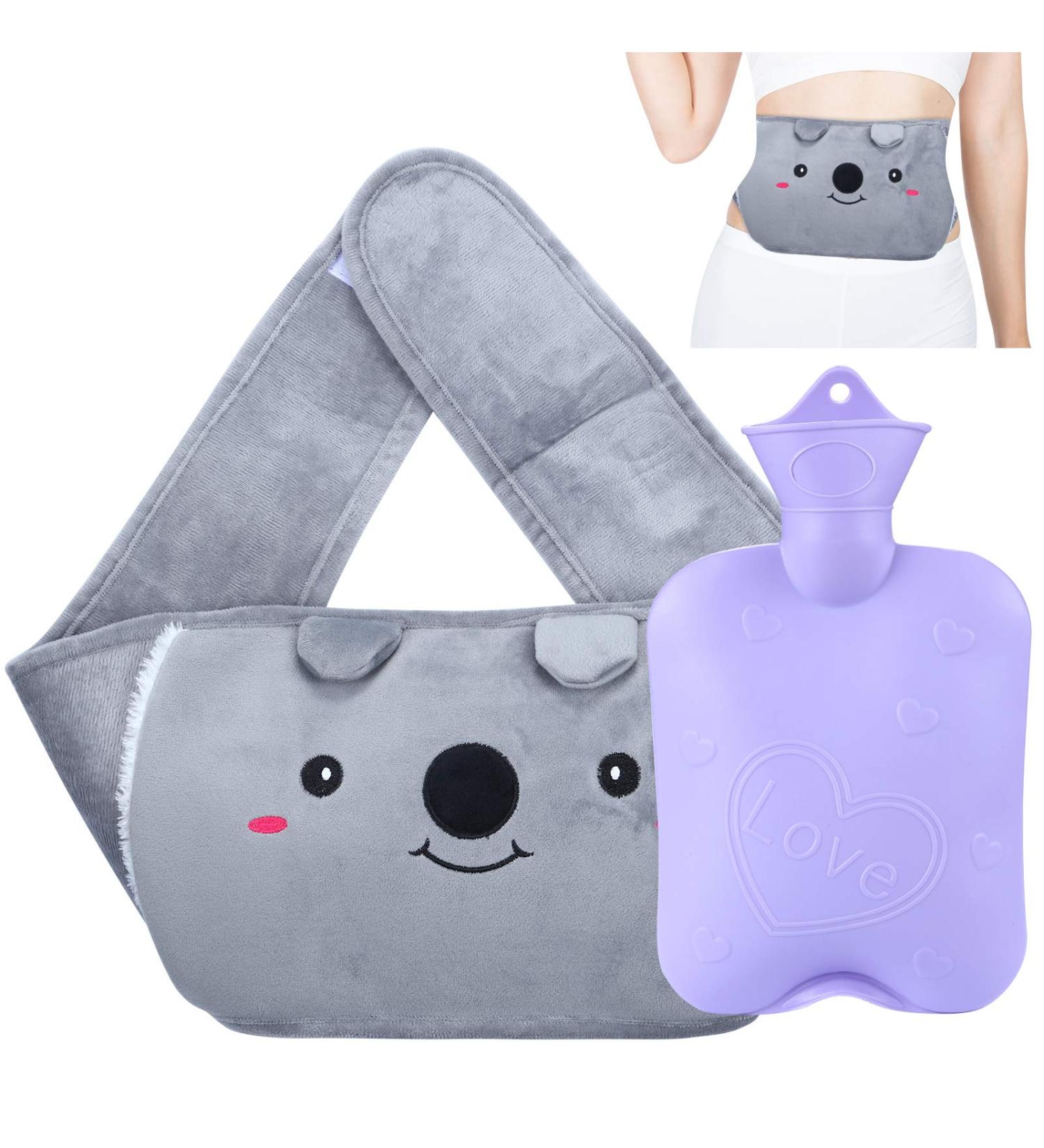 Winter Hot Water Bottle with Plush Waist Cover - Grey - Buy Online on GoSupps.com