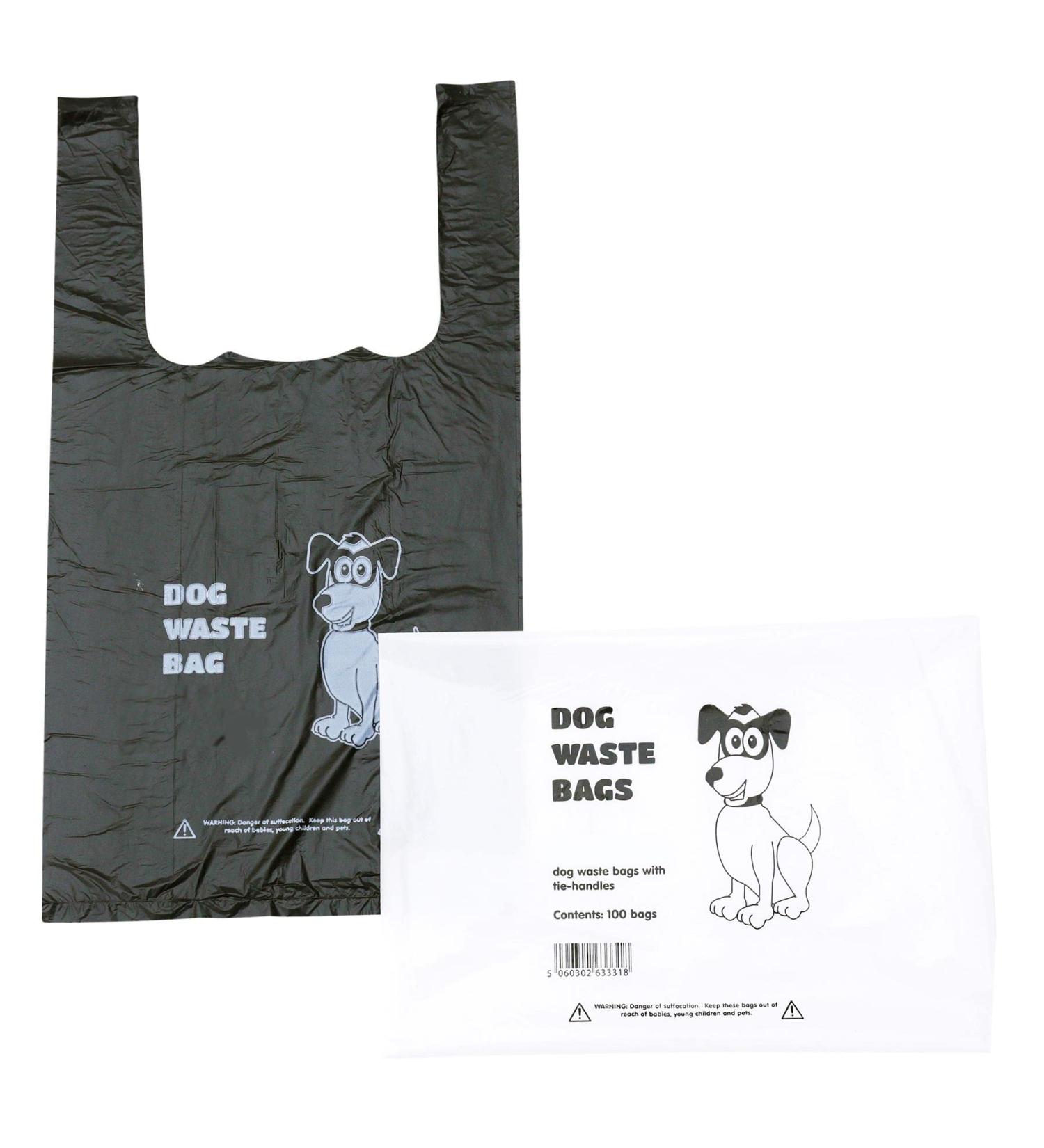 Pack of Dog Poo Bags - 500 x Dog Waste Bags - Black with Tie Handles (1 Pack of 500) 1 count (Pack of 1)