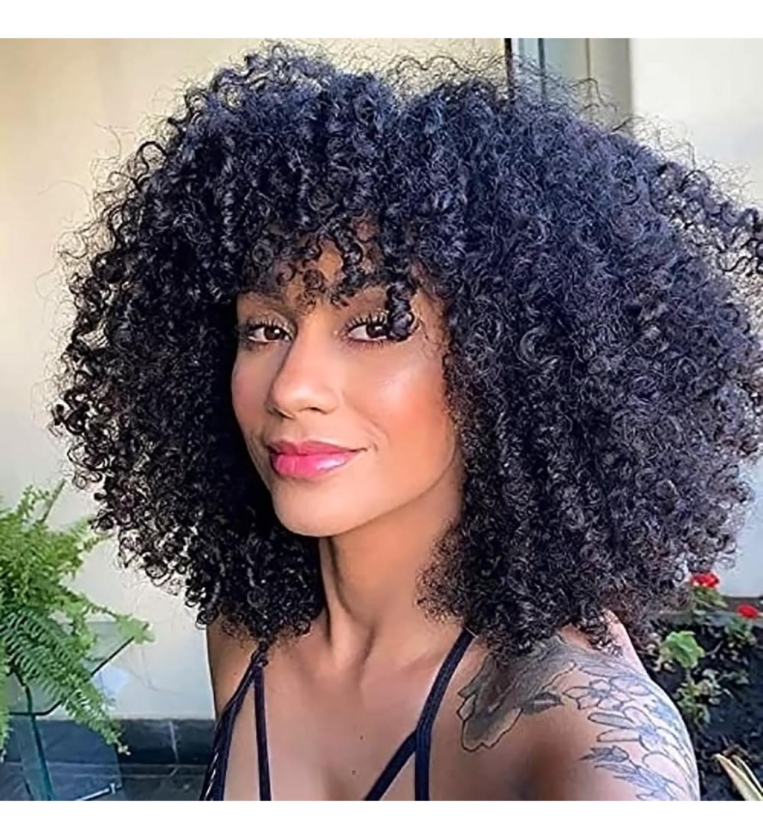 Buy Porsmeer 14 Curly Afro Wig for Women - Full Kinky Curly Bob with Volume & Ponytail - Perfect Artificial Hair Wig for Black Women - Buy Online on GoSupps.com
