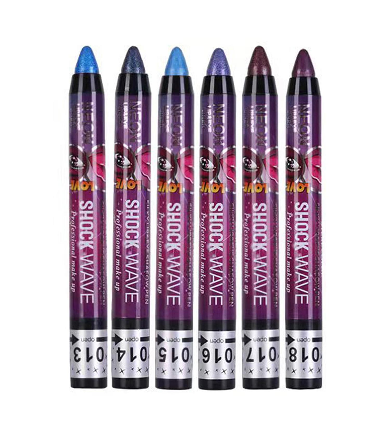 RoseFlower 6 Colors Eyeshadow Shimmer Stick Highlighter Eye Shadow Stick Set Colorful Eyeshadow Pencil Crayon Creamy Waterproof Pearly Sparkle Glitter Cream Stick Pen EyeLiner Makeup for Women - Buy Online on GoSupps.com