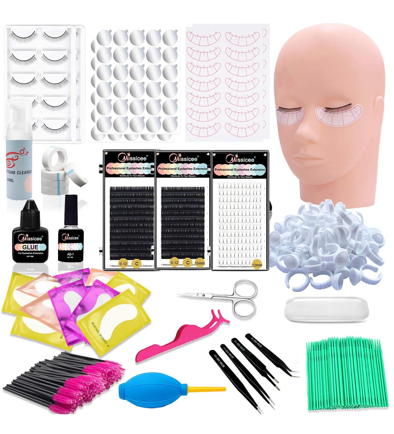  Updated Version Eyelashes Extension Kit Missicee Pro 21 Pcs Eyelash Training Kit with 3 Boxes Individual Eye Lashes Glue Tweezers Tools Case for Makeup Practice Eye Lashes Graft 1 count (Pack of 1) - Buy Online on GoSupps.com