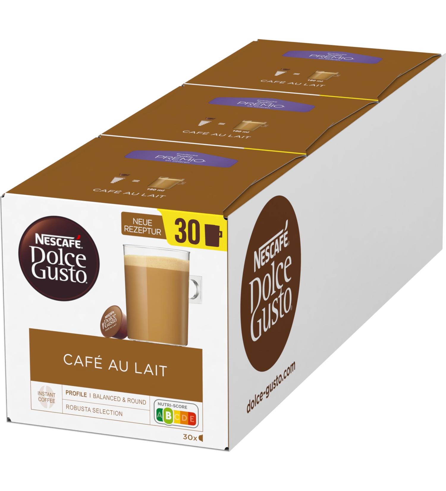 Nescaf Dolce Gusto Caf Au Lait XXL Box - 90 Coffee Capsules Creamy Milk Foam 3-Pack of 30 Capsules - International Shipping Available - Buy Online on GoSupps.com