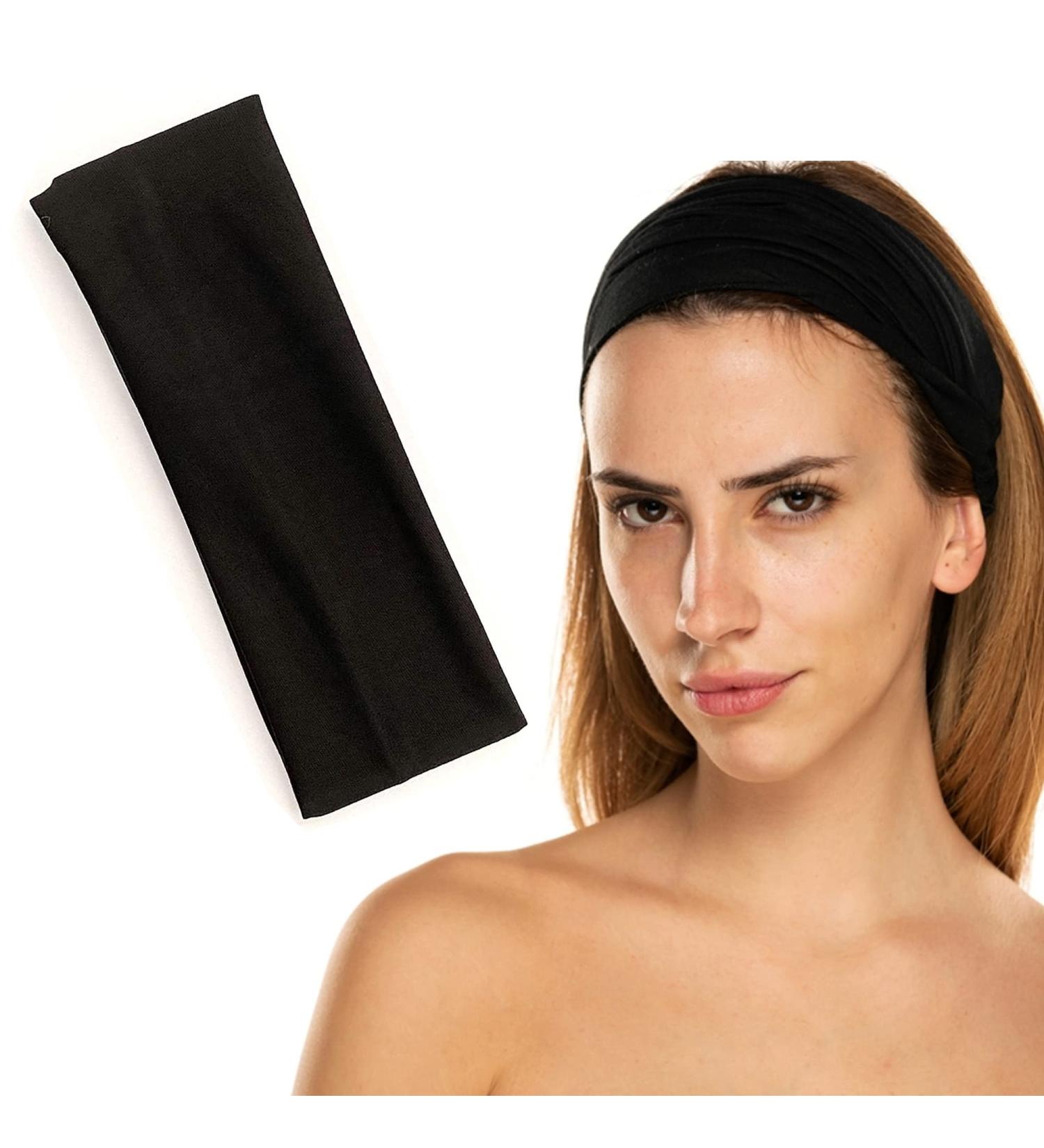 Gekvo 7cm Black Unisex Headband for Women - Stretchy Headband for Workout, Yoga & Running - Sweat-Wicking & Breathable Hair Band - Buy Online on GoSupps.com