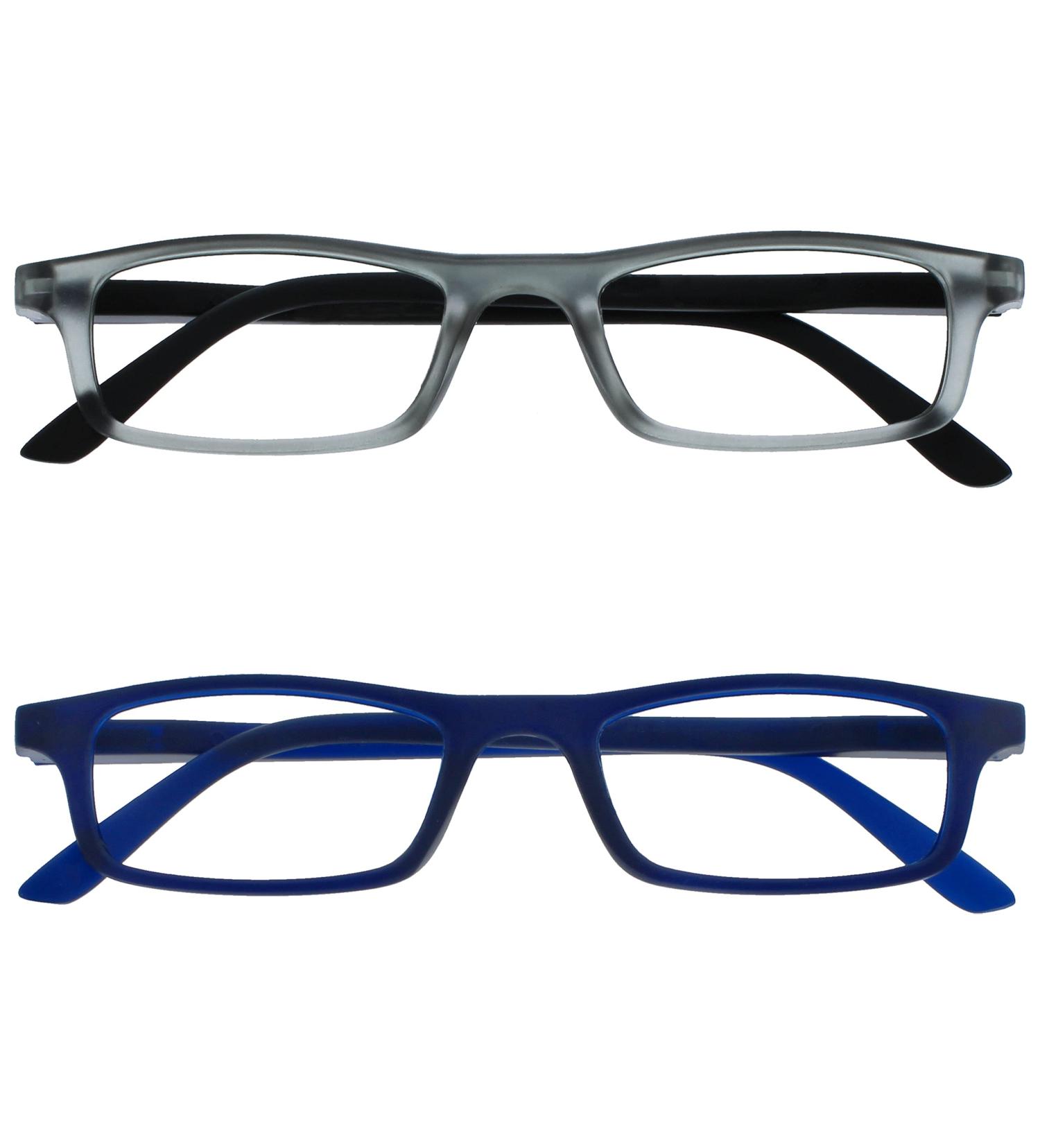 Matt Grey & Black Navy Blue Lightweight Reading Glasses 2-Pack for Men & Women | +2.50 Diopters | The Reading Glasses Company - Buy Online on GoSupps.com