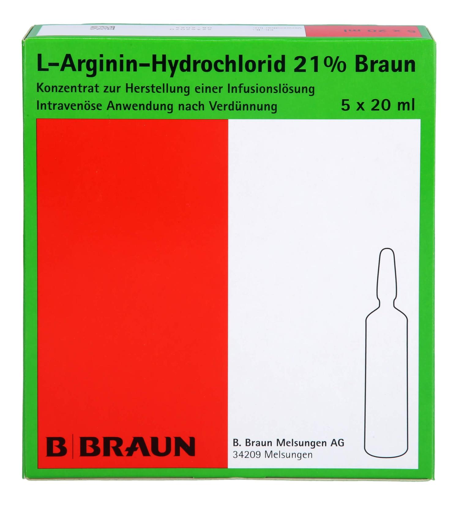 L-Arginine Hydrochloride 21% - 5x20ml Concentrate for Infusion | Buy Quality Supplements Online - International Shipping - Buy Online on GoSupps.com