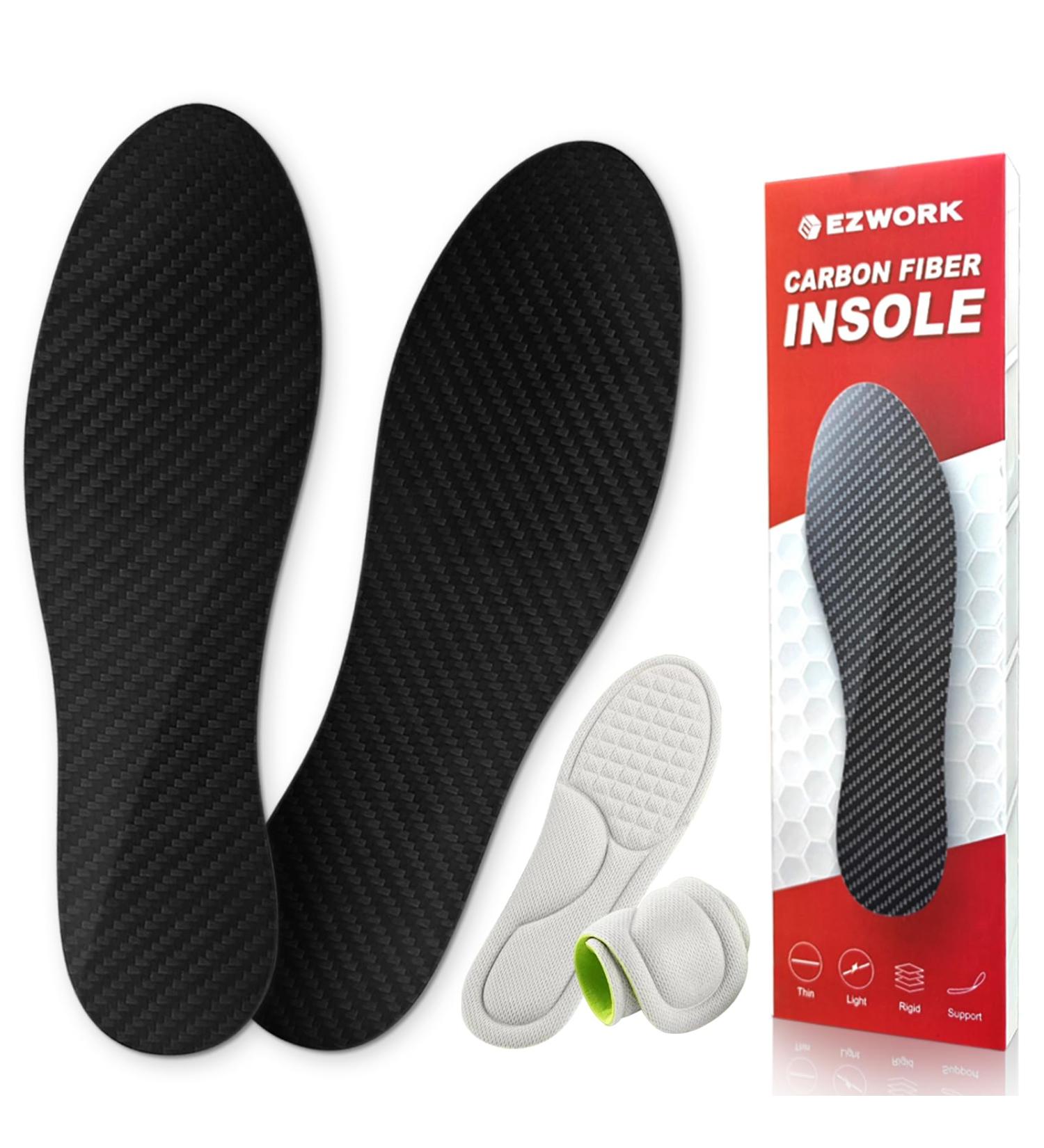 Carbon Fiber Insoles | Rigid Shoe Inserts for Foot Support | Turf Toe & Fractures Relief | Men 7-7.5/Women 8-8.5 | Black 1 Pair - Buy Online on GoSupps.com
