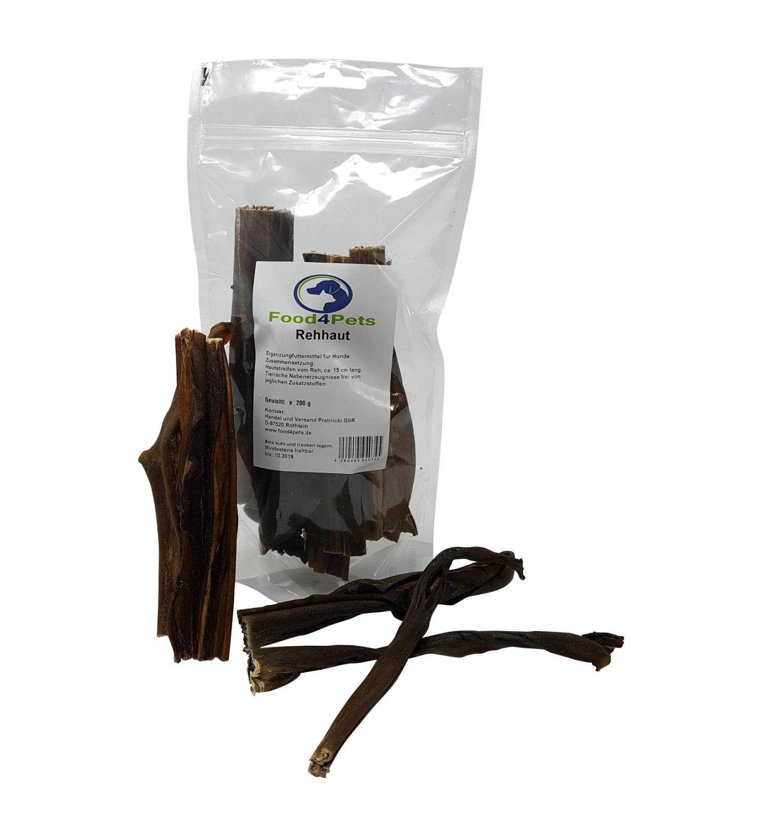 Food4Pets Deer Skin Dog Treats - Grain-Free 200g Chew Snacks | 100% Natural Game Meat for Healthy Dogs - Buy Online on GoSupps.com