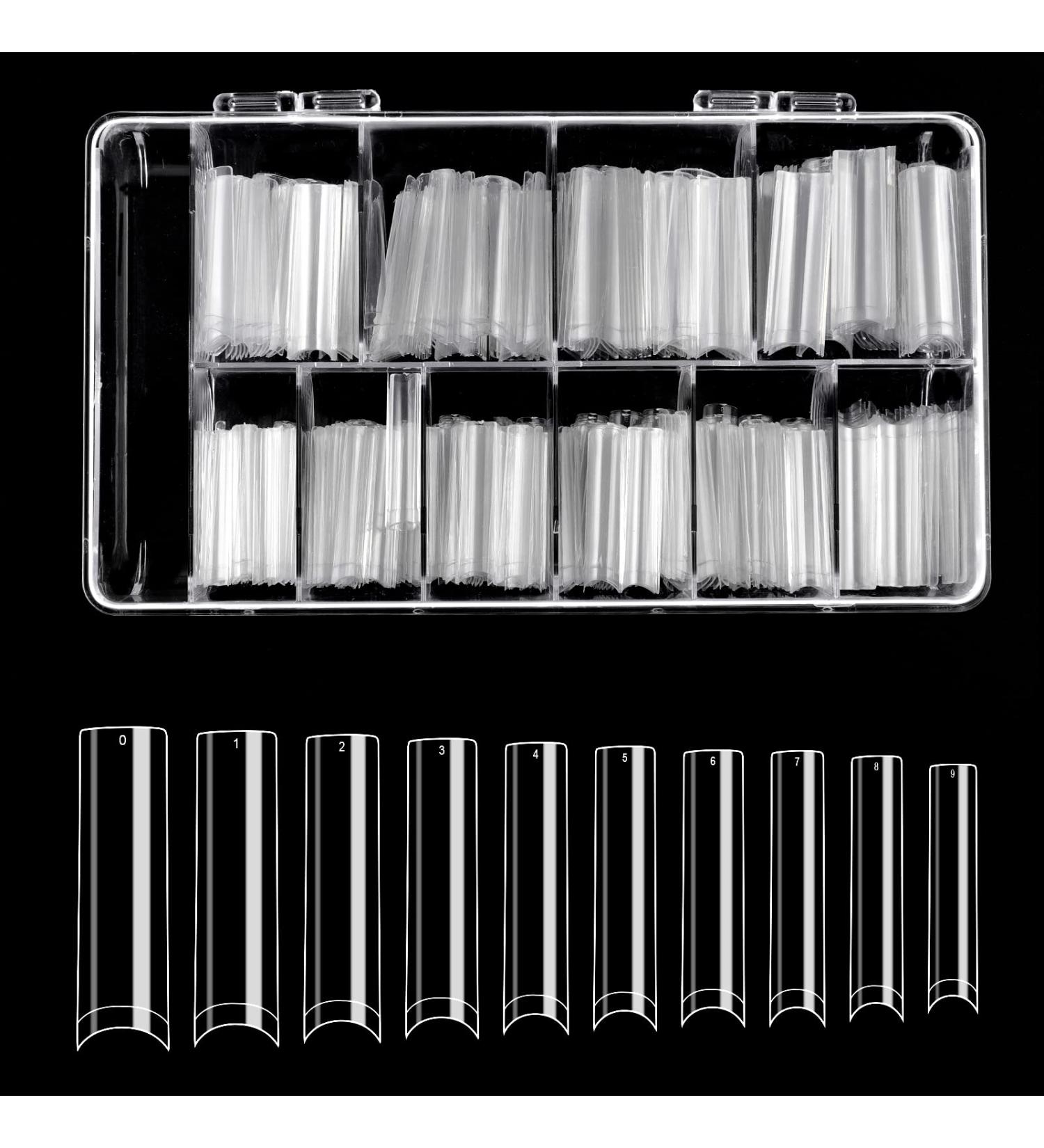 Savita 500 Extra Long Clear Nail Tips | No C-Curve Conical Quadratic | XXL Size for Salons & DIY Nail Art - Buy Online on GoSupps.com