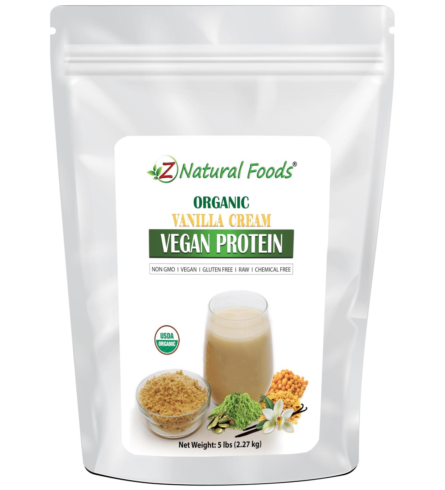 Buy Z Natural Foods Organic Vanilla Cream Vegan Protein Powder 5 lbs - High-Quality Plant-Based Protein for Healthy Living - Ship Worldwide - Buy Online on GoSupps.com