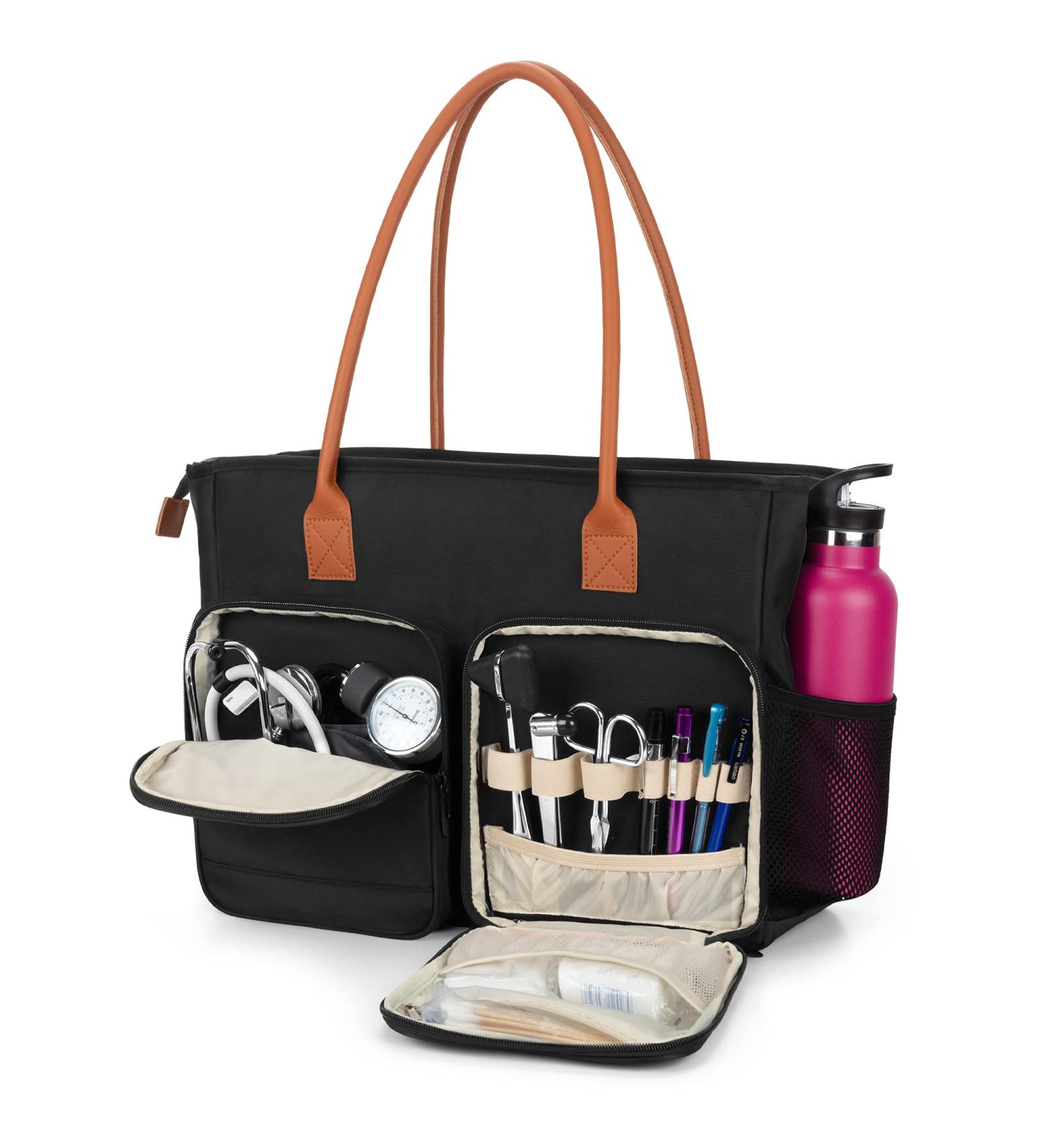 CURMIO Nurse Tote Bag with Padded Laptop Sleeve - For Nursing Work, Home Visits, and Health Service - Black (Bag Only) - Buy Online on GoSupps.com