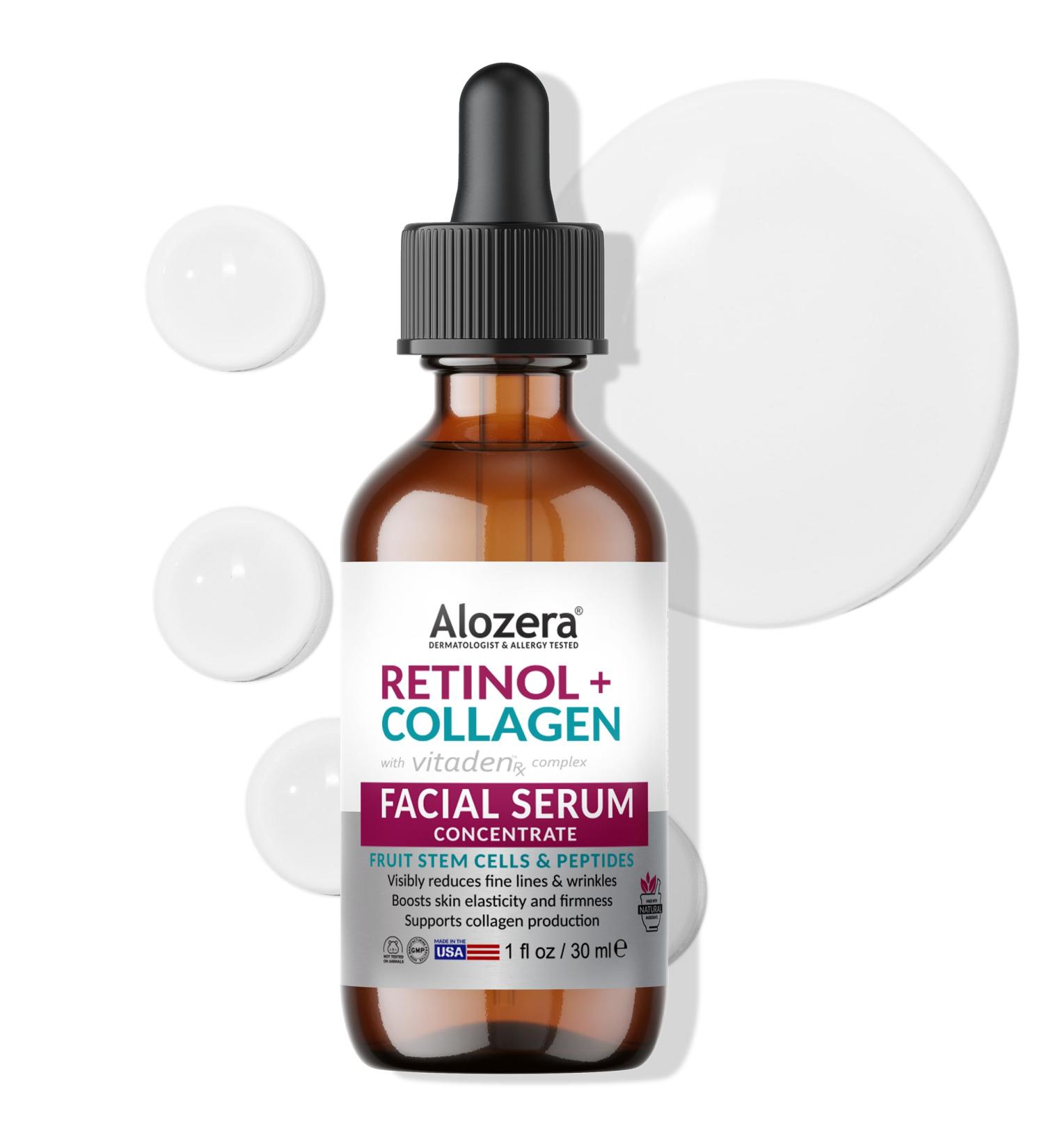 Alozera Retinol Collagen Serum with Stem Cells for Face & Neck Anti Aging Wrinkle Serum for Firmer Tighter Smoother & Renewed Skin Concentrated Gentle & Effective Day & Night - Buy Online on GoSupps.com