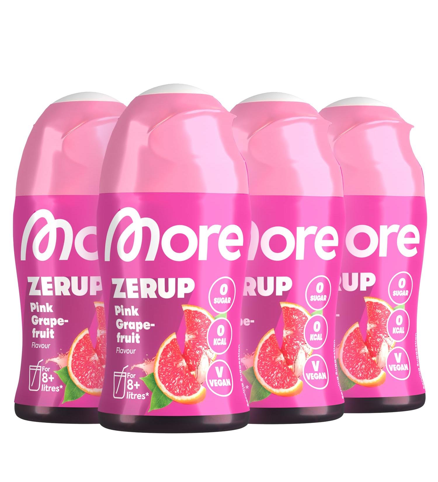 Shop More Zerup Pink Grapefruit Syrup - 4x65ml Sugar-Free Vegan Drink Mix Zero Calories Made in Germany - Perfect for 32L of Refreshing Beverages - Buy Online on GoSupps.com