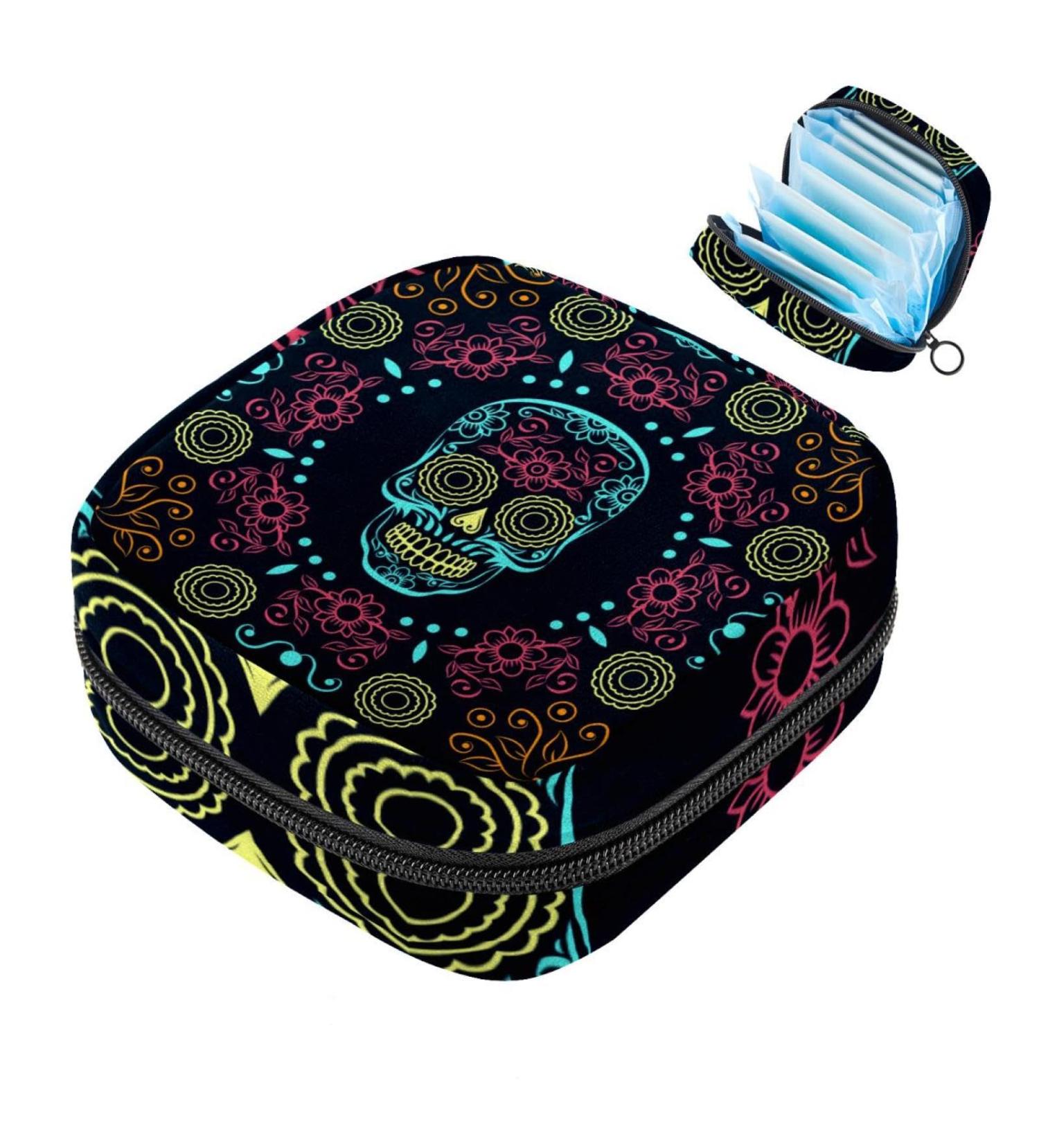 Totenkopf-Boho Storage Bag for Women's Essentials | Large Menstrual Cup & Periodic Inserts Pocket | Multi-Colored Tampon Panty Liner & Bandage Organizer - Buy Online on GoSupps.com