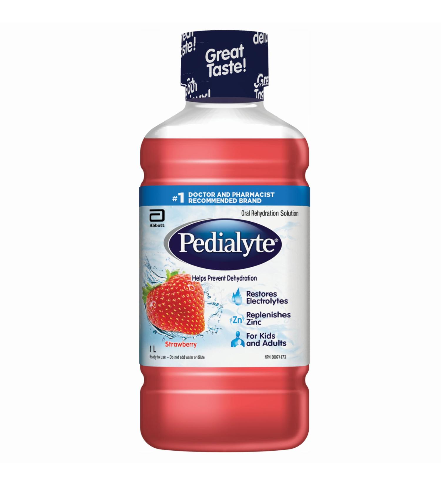 Pedialyte Electrolyte Oral Rehydration Solution Strawberry 1-L Bottle - Buy Online on GoSupps.com