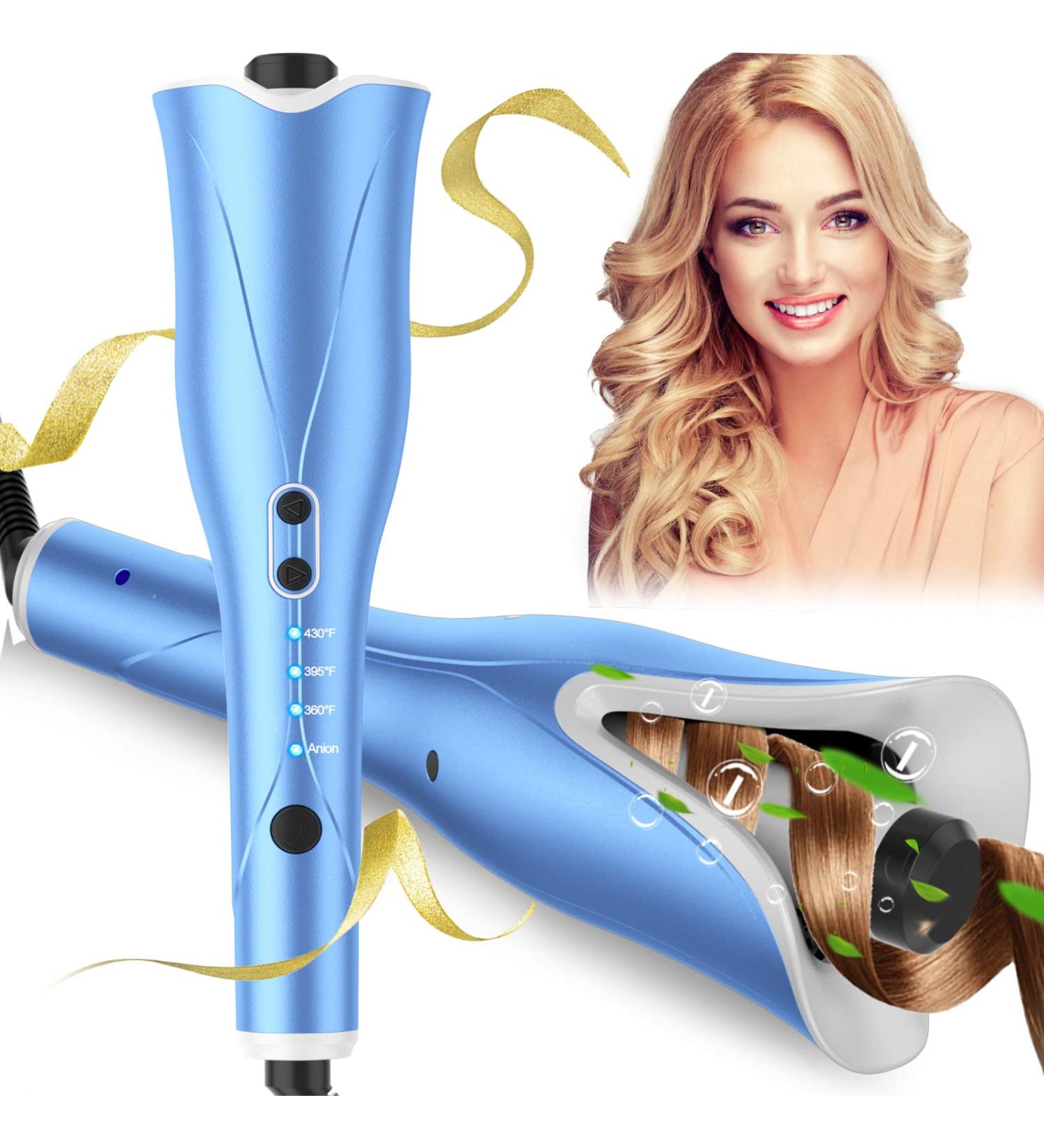 Auto Hair Curler with Large Rotating Barrel, 4 Temps, 3 Timer Settings - Blue - Buy Online on GoSupps.com
