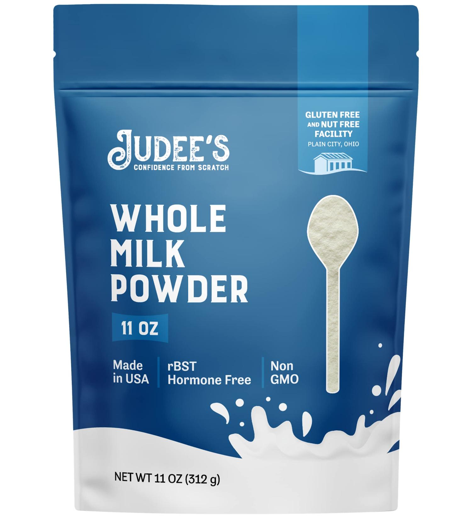 Judees Pure Whole Milk Powder 11 oz - 100% Non-GMO  rBST Hormone-Free  Gluten-Free and Nut-Free - Pantry Staple  Baking Ready  Great for Travel  and Reconstituting - Made in USA Whole Milk 11 Ounce (Pack of 1) - Buy Online on GoSupps.com