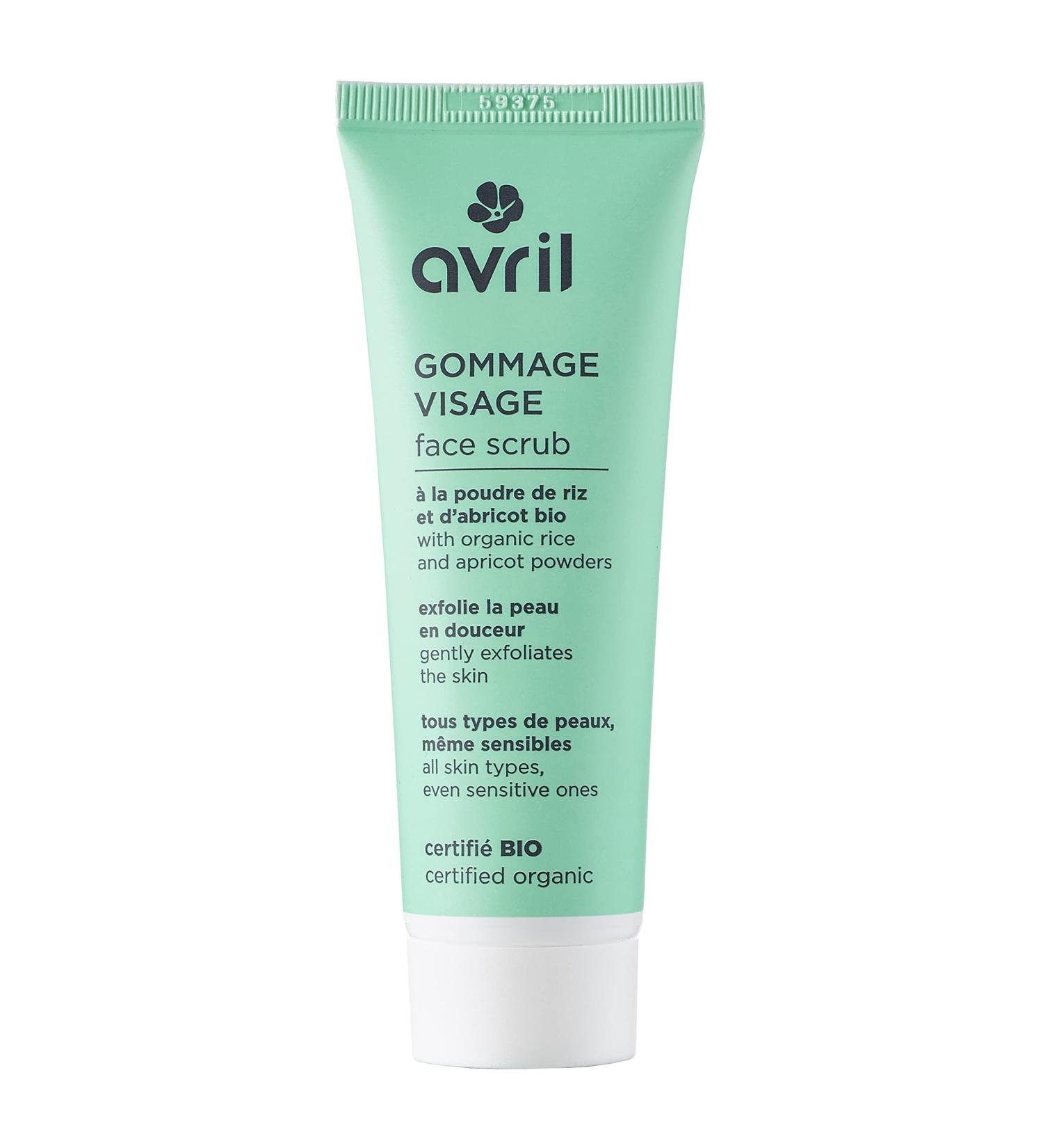 Gommage Visage Bio Avril 50ml - Exfoliant Doux pour Peaux Sensibles Poudre de Riz Noyau d'Abricot Aloe Vera Beurre de Karit Vegan Fabriqu en France