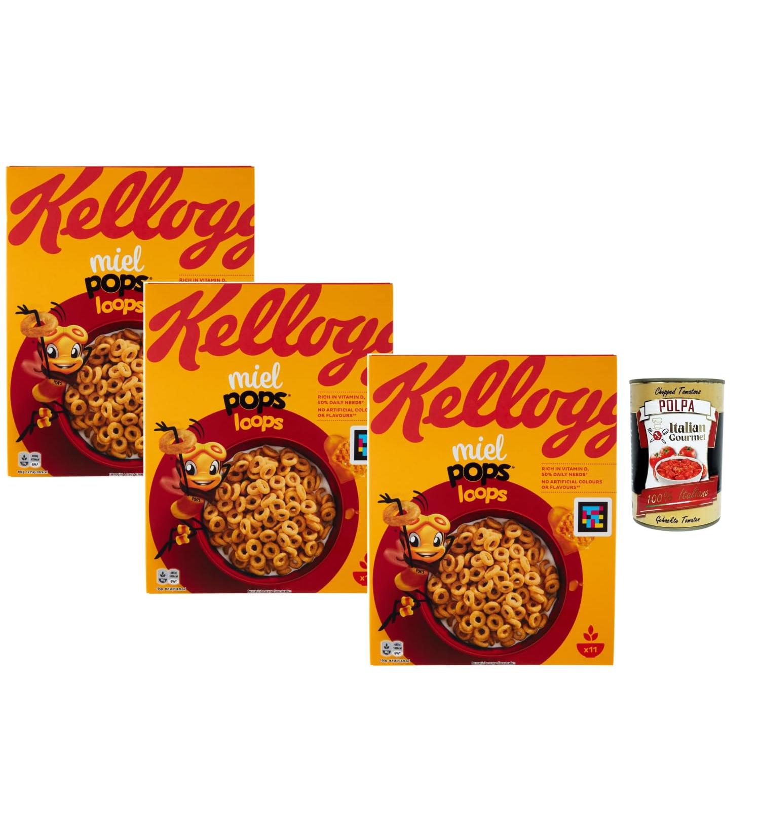  Italian Gourmet E.R. Miel Pops Loops Cereal Honey Ring Set Crispy Cereal with Vitamin D 3 x 330g for Kids and Adults + Italian Gourmet Polpa - Buy Online on GoSupps.com