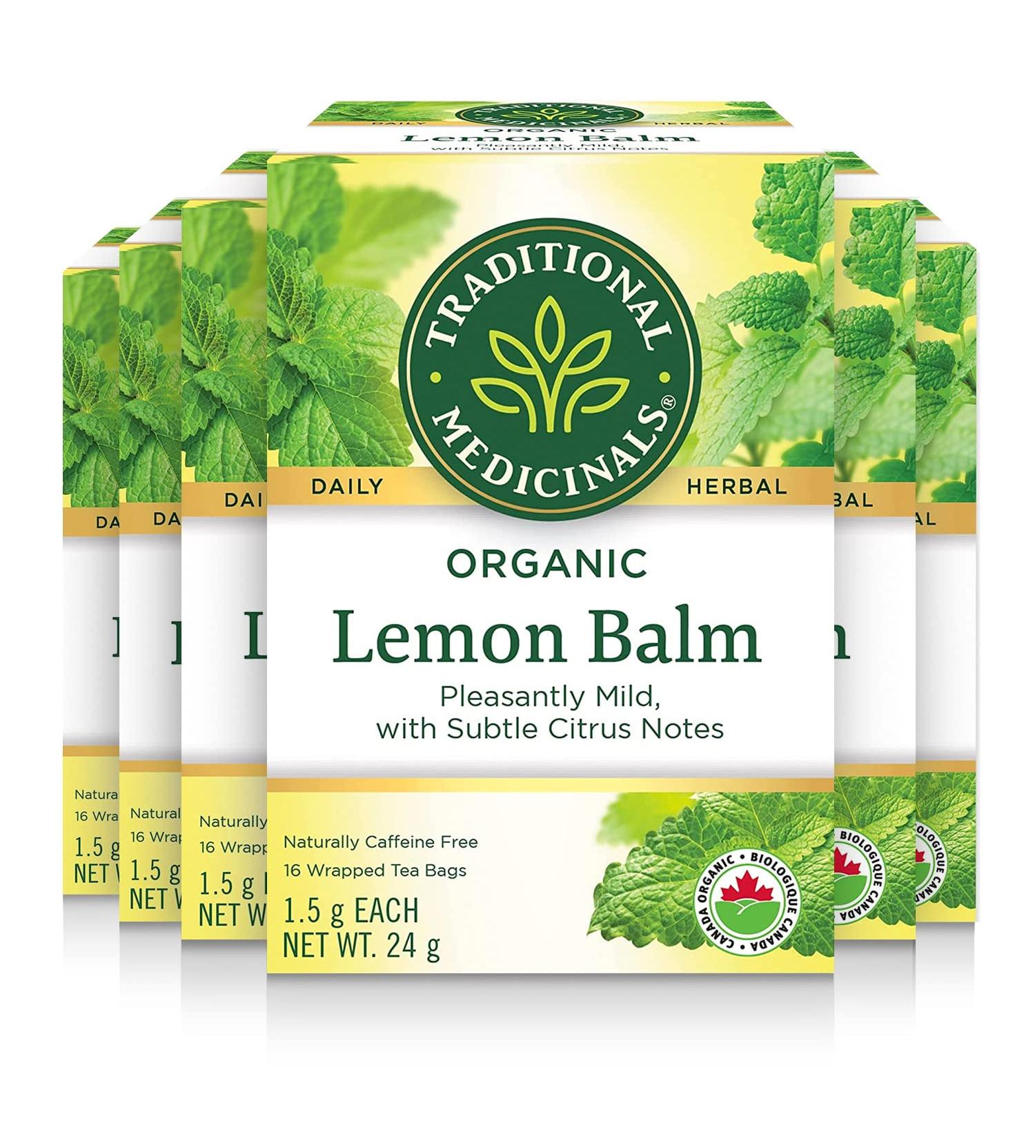 Traditional Medicinals - Organic Lemon Balm Herbal Tea (Pack of 6) - Soothing & Uplifting Daily Tea - 96 Tea Bags Total - Buy Online on GoSupps.com