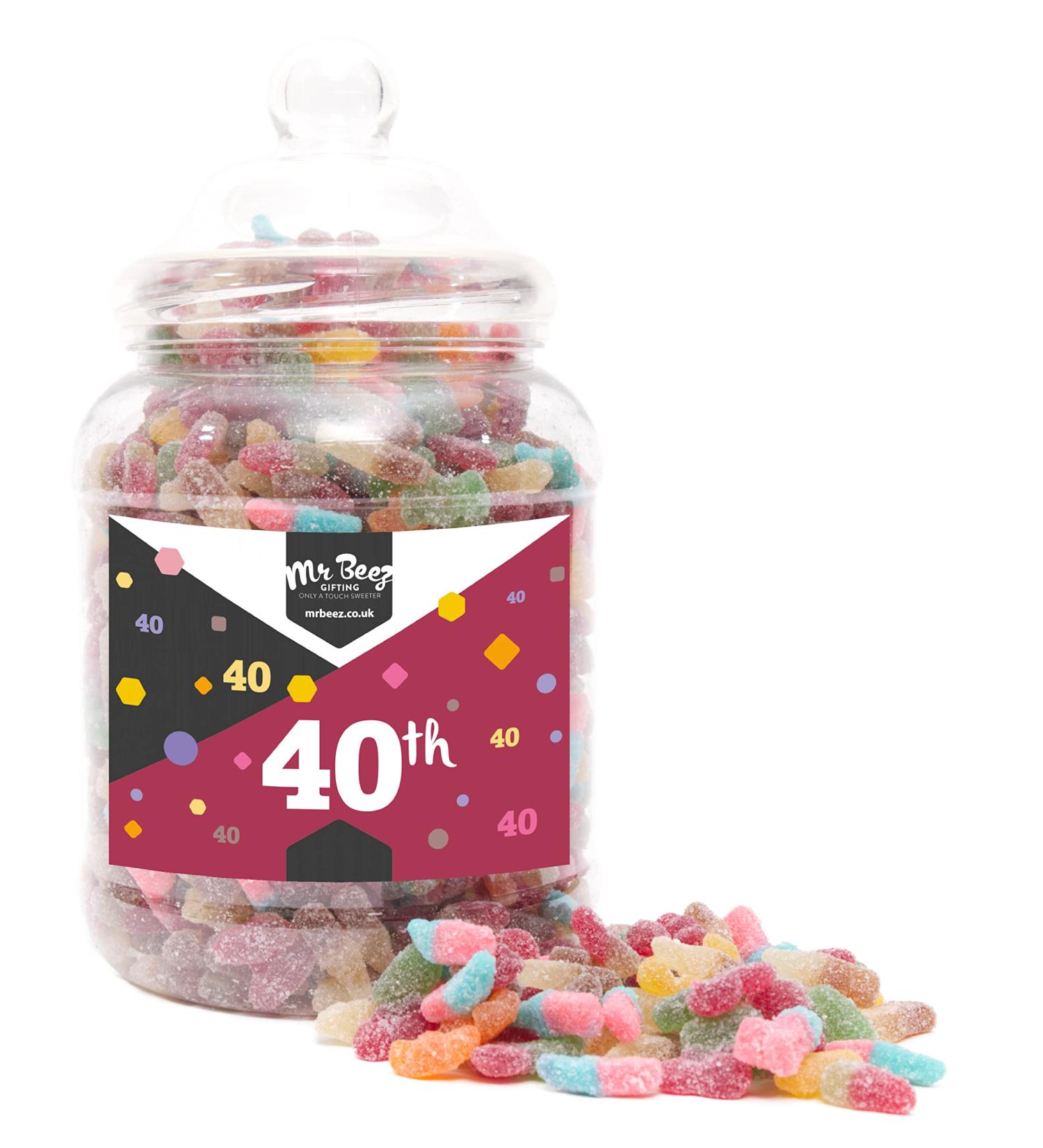 Mr Beez Sweets | 40th Birthday Gift | Fizzy Mix | Choice of Classic Retro Sweets Available | 24x14cm | 1700 Grams Large Jar - Buy Online on GoSupps.com