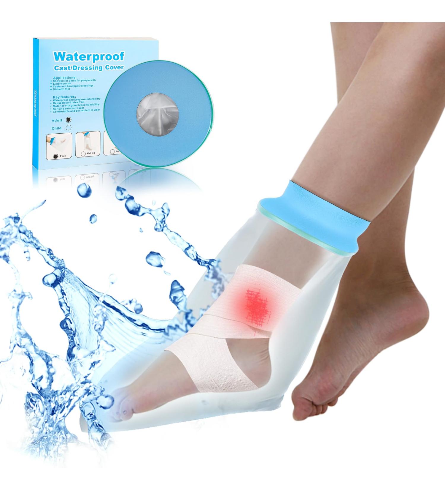 SUPERNIGHT Waterproof Foot Cast Cover - Reusable Sealed Watertight Protector for Foot & Ankle Wounds - Ideal for Casts & Dressings - Anti-Slip Design - Buy Online on GoSupps.com