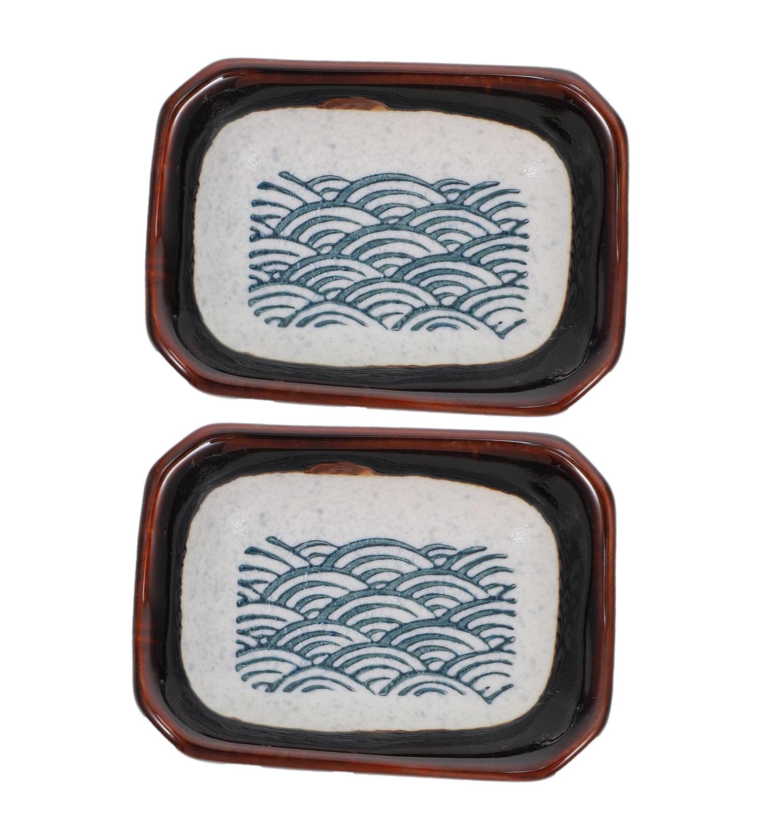 Zerodeko Plates 2pcs Sea Ripple Seasoning Dish Soybean Vintage Ceramics Ceramic Sauce Dish - Buy Online on GoSupps.com