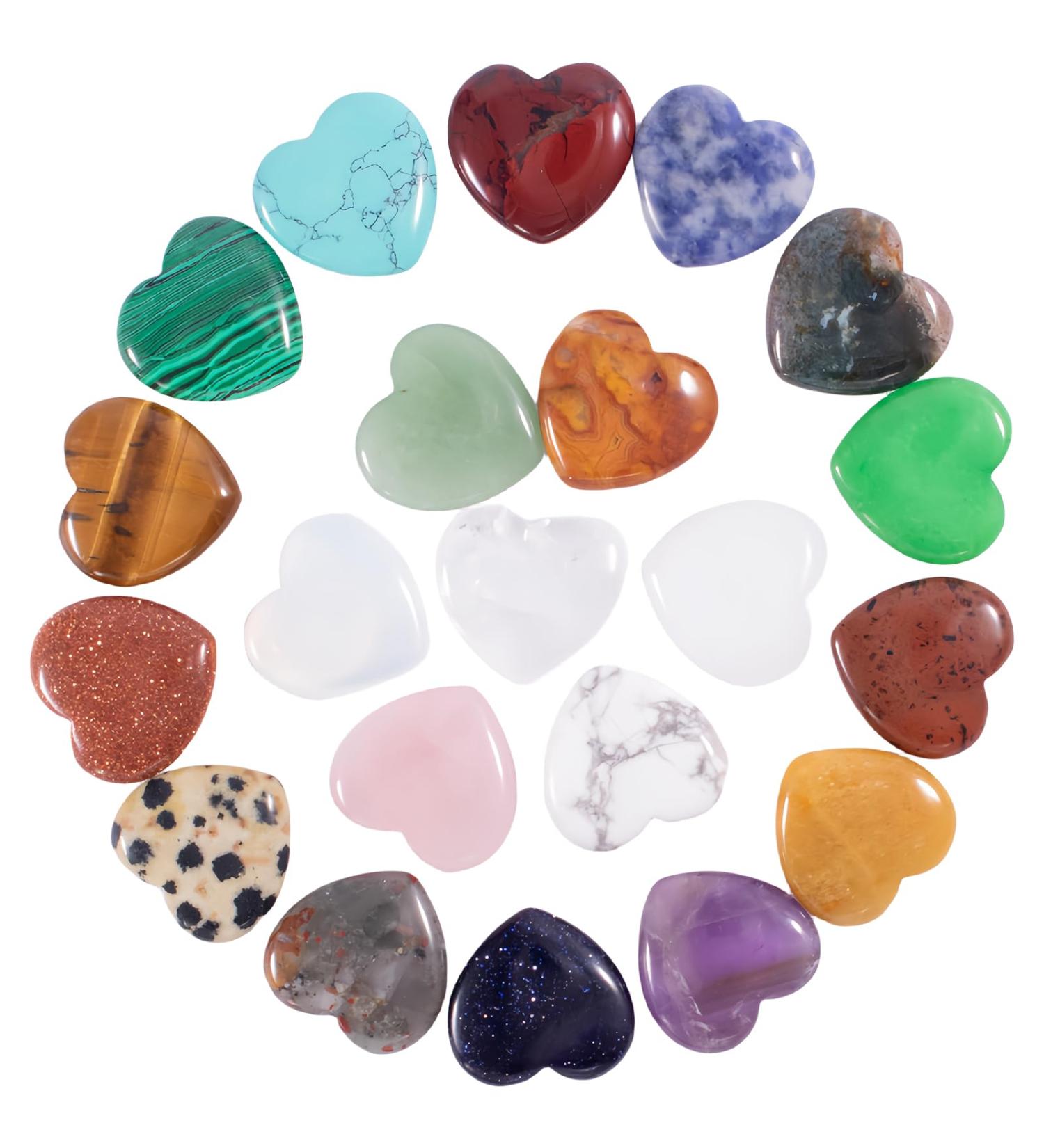 Kioiner 20 Pcs Heart Shape Stones 2 cm Love Heart Healing Crystal Stones Natural Heart Worry Stones Chakras Stones for Women Yoga Witchcraft Meditation Stress Reiki Energy Balancing Home Decoration - Buy Online on GoSupps.com