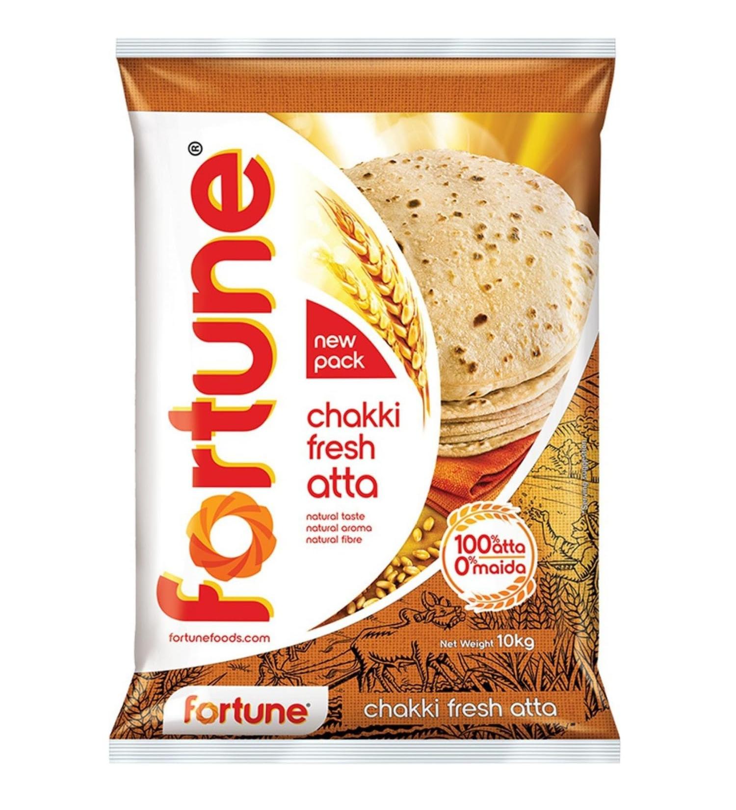 FORTUNE Chakki Fresh Wheat Atta Flour 10 kgs - Buy Online on GoSupps.com