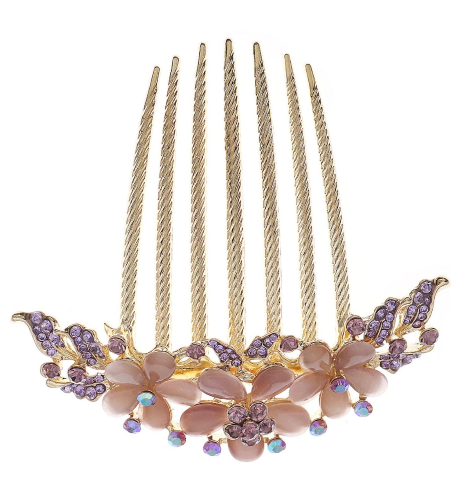 Gogogmee Opal Comb Styling Hair Clips Wedding Hair Accessories for Brides Floral Hair Clips Wedding Hair Clip Tooth Comb Hair Comb for Women Combs for Women Hair Styling Purple Alloy - Buy Online on GoSupps.com