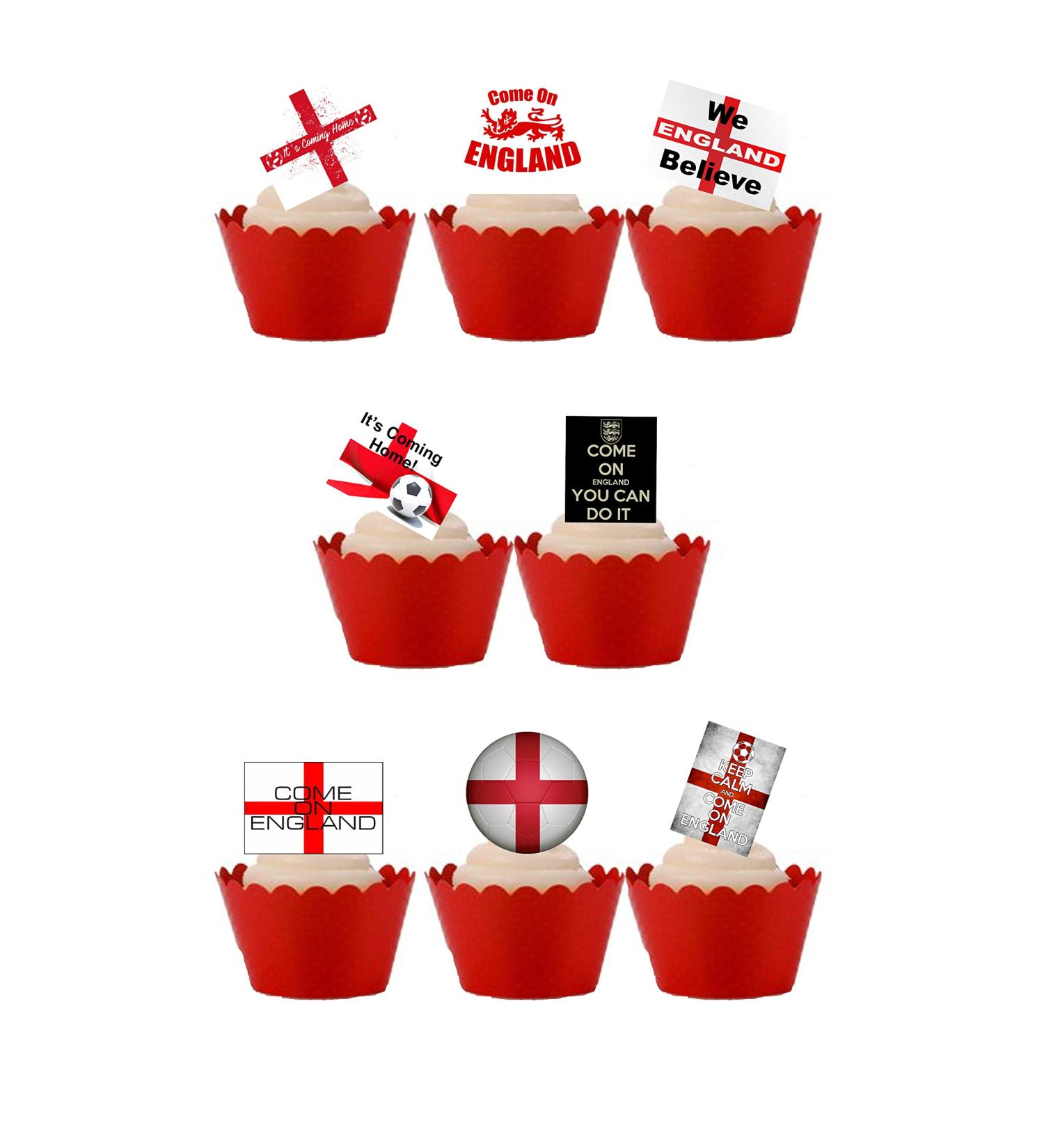 Top That 30 Stand Up Come On England World Cup Football Themed Edible Wafer Paper Cake Toppers Decorations