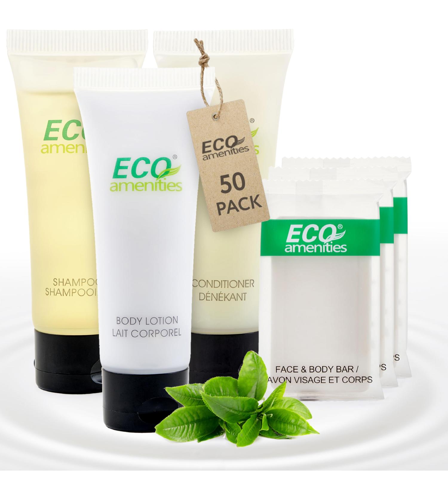 Eco-Friendly Amenities Set - 200 Piece Eco Tubes | 50 Bar Soaps Shampoo Conditioner & Body Lotion | Perfect for Hotels & Travel - Buy Online on GoSupps.com