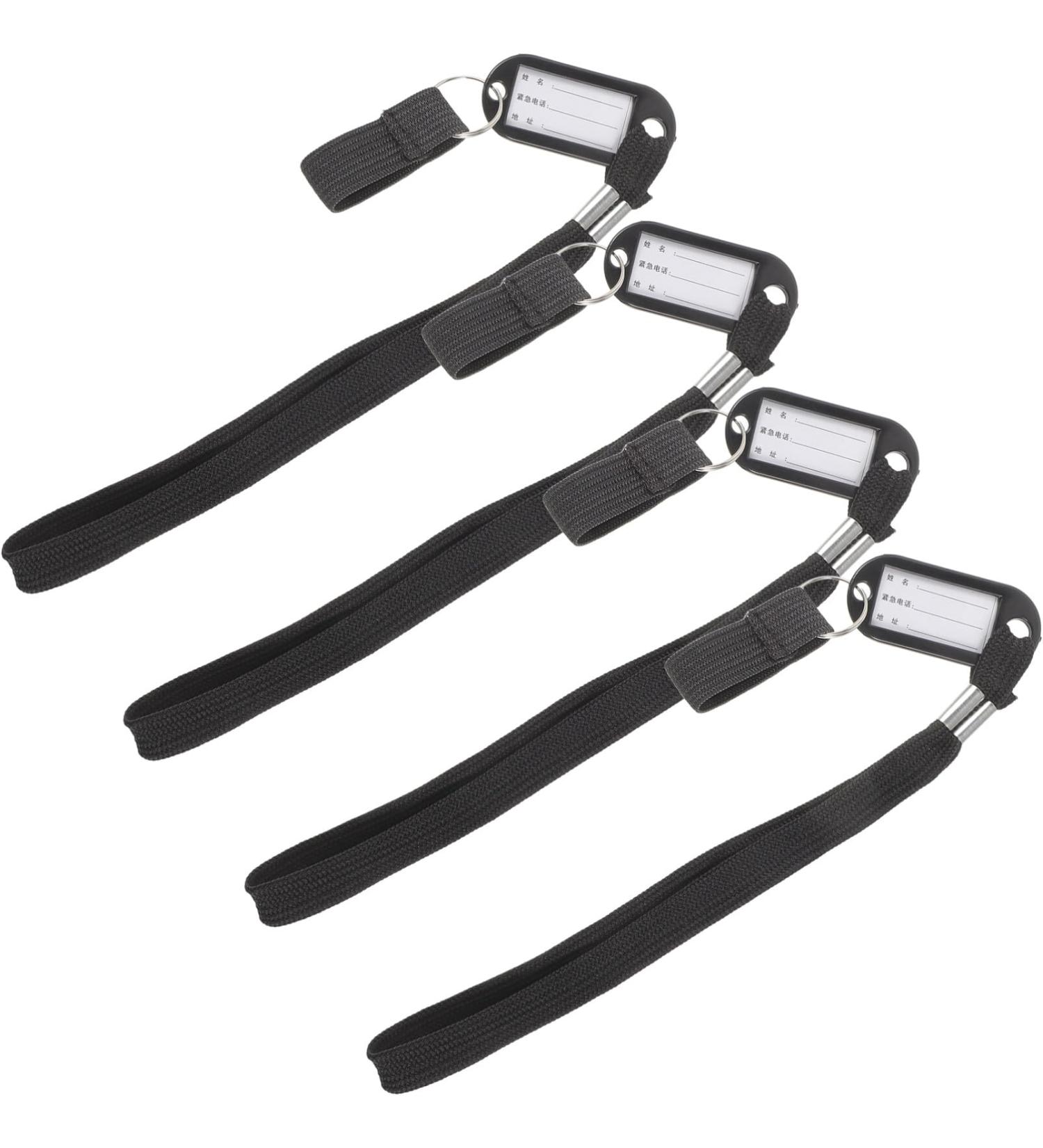 Healvian Walking Stick Wrist Strap Walking Canes Wrist Straps with Name Phone Number Label Tag 4pcs Anti-lost Cane Lanyard Accessories Universal for Walking Stick Walking Stick Lanyard Black 28x2cm