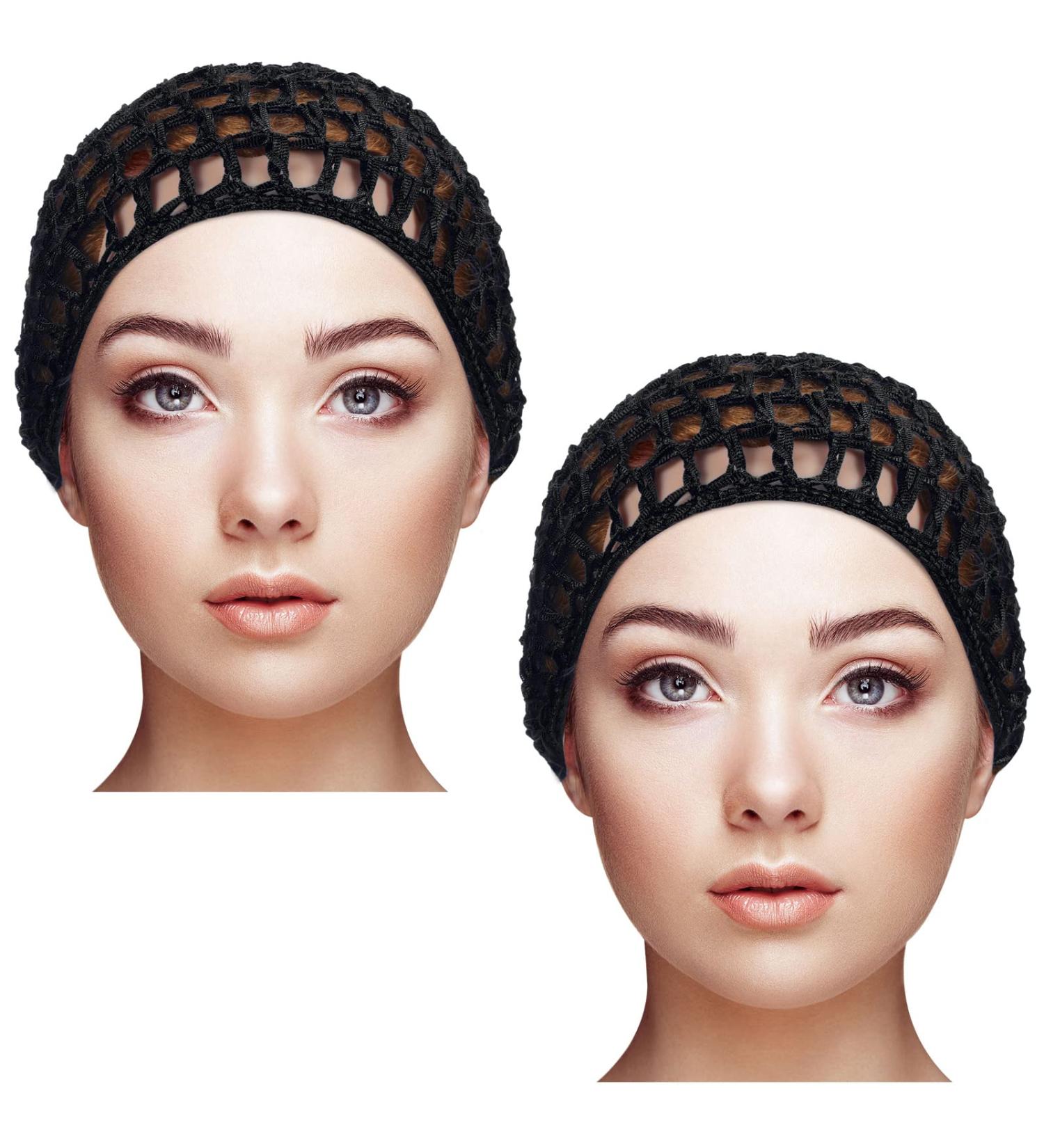 Geyoga 2-Piece Black Mesh Crochet Hair Net & Sleep Cap Set for Women - Buy Online on GoSupps.com
