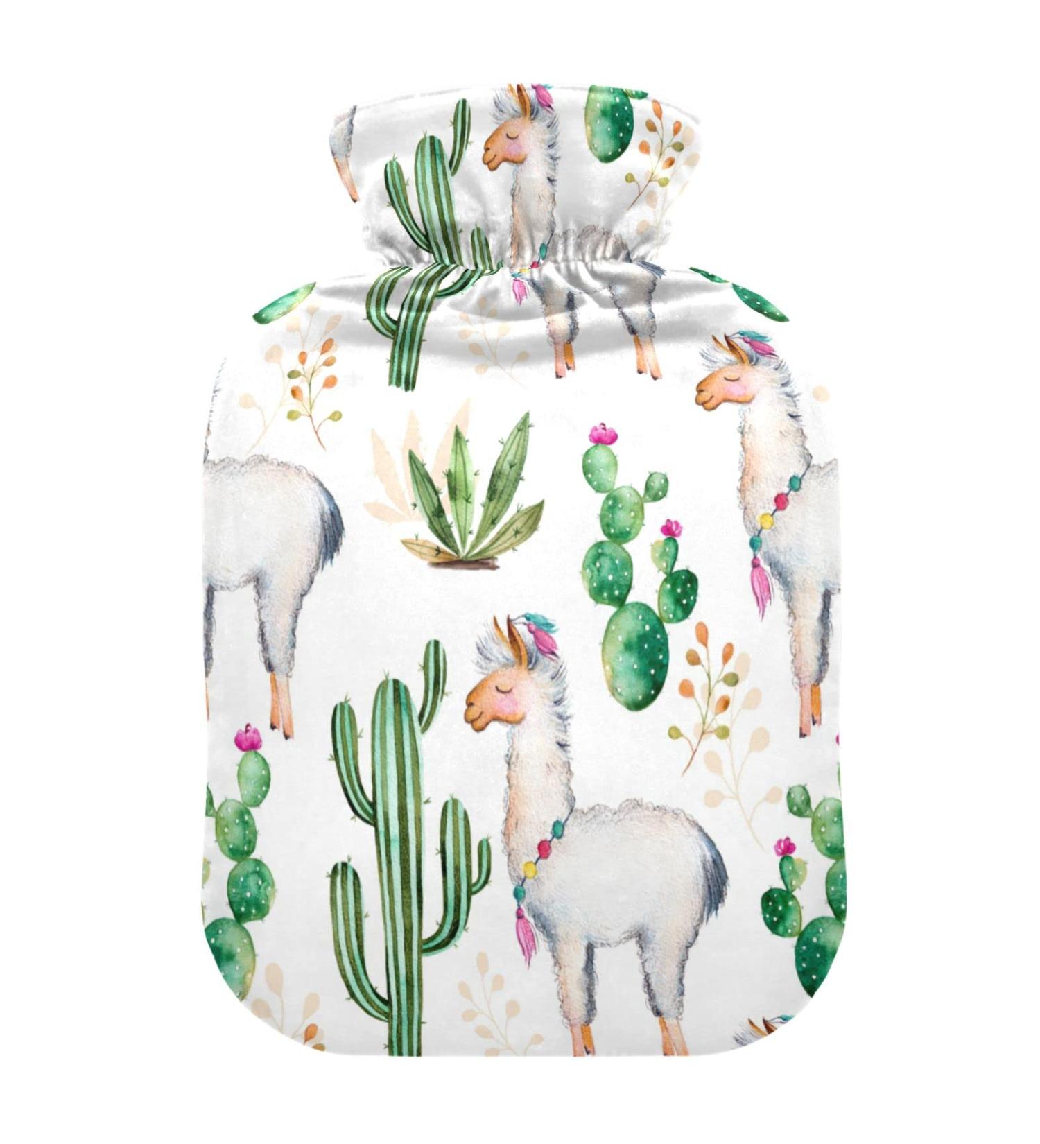 Buy Watercolor Heat Bottle - Cactus & Alpaca Design - 2L Hot Water Bottle for Pain Relief & Cramps - International Shipping Available - Buy Online on GoSupps.com