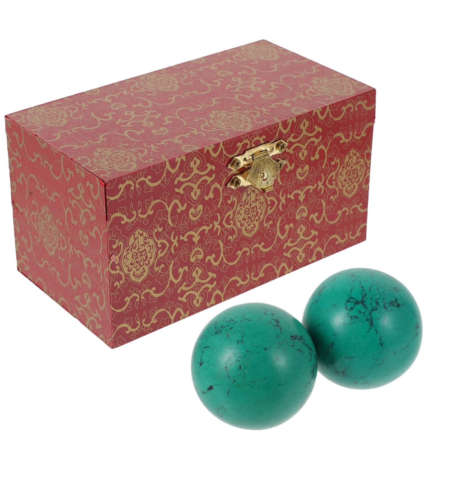 Healifty Baoding Balls - Chinese Health Exercise Massage Balls (2.36 inch Green & Blue) for Hand Therapy & Relaxation | International Shipping - Buy Online on GoSupps.com