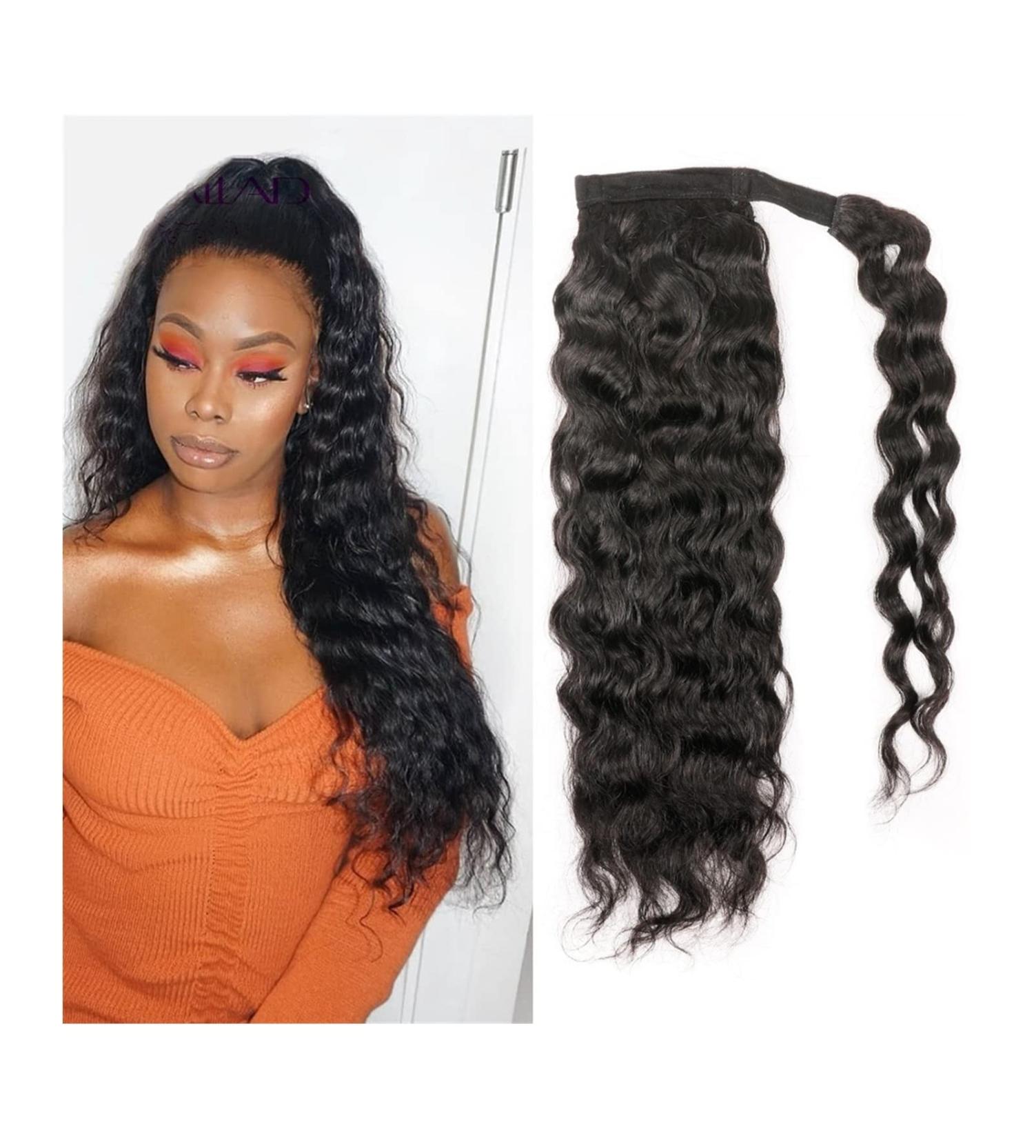 Ponytail Extension 12-26inch Remy Hair Clip In Curly Ponytail Hairpieces for Black Women Wrap Around Ponytail Extensions Peruvian Natural Wave Ponytail Human Hair Ponytail Hair Extension(120g 18 inch) 120g 18 inch - Buy Online on GoSupps.com