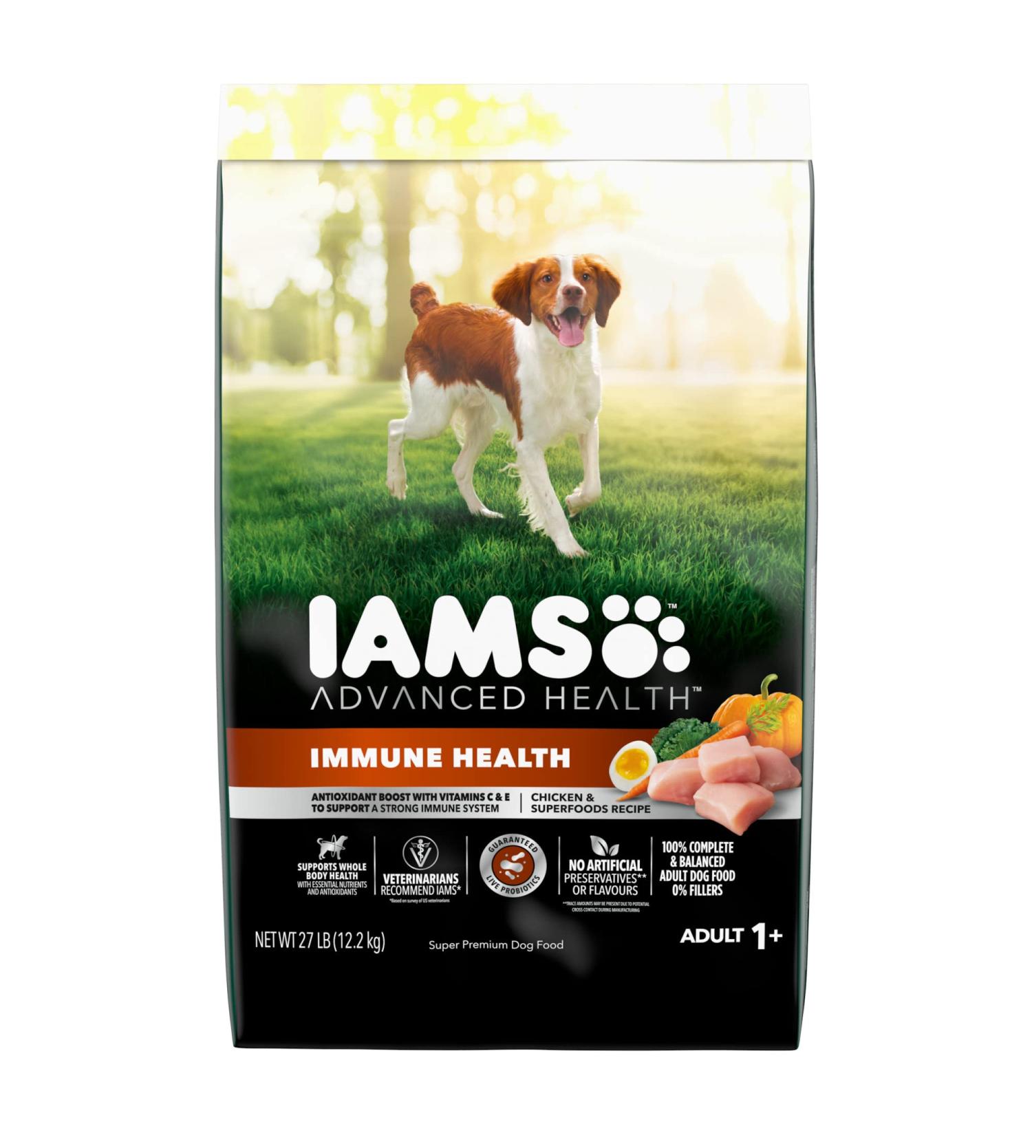 IAMS ADVANCED HEALTH Dog Food Dry IMMUNE HEALTH Adult Chicken & Superfoods Recipe 12.2kg Bag 12.25 kg (Pack of 1) - Buy Online on GoSupps.com
