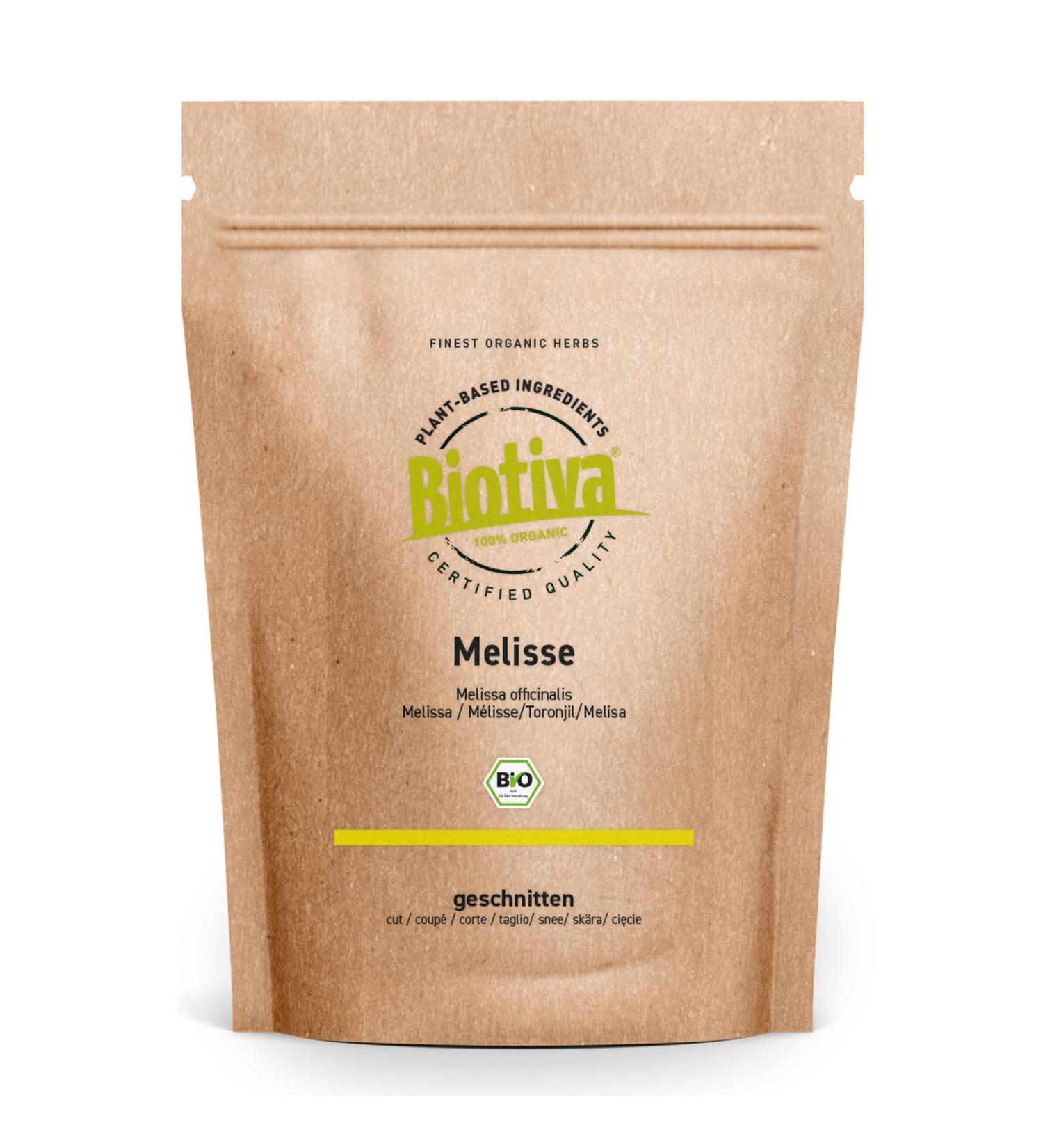 Good Organics Biotiva Melissa tea 100g organic Melissa officinalis Melissa leaves dried Herbal tea vegan no additives bottled and certified in Germany DE ko005 - Buy Online on GoSupps.com