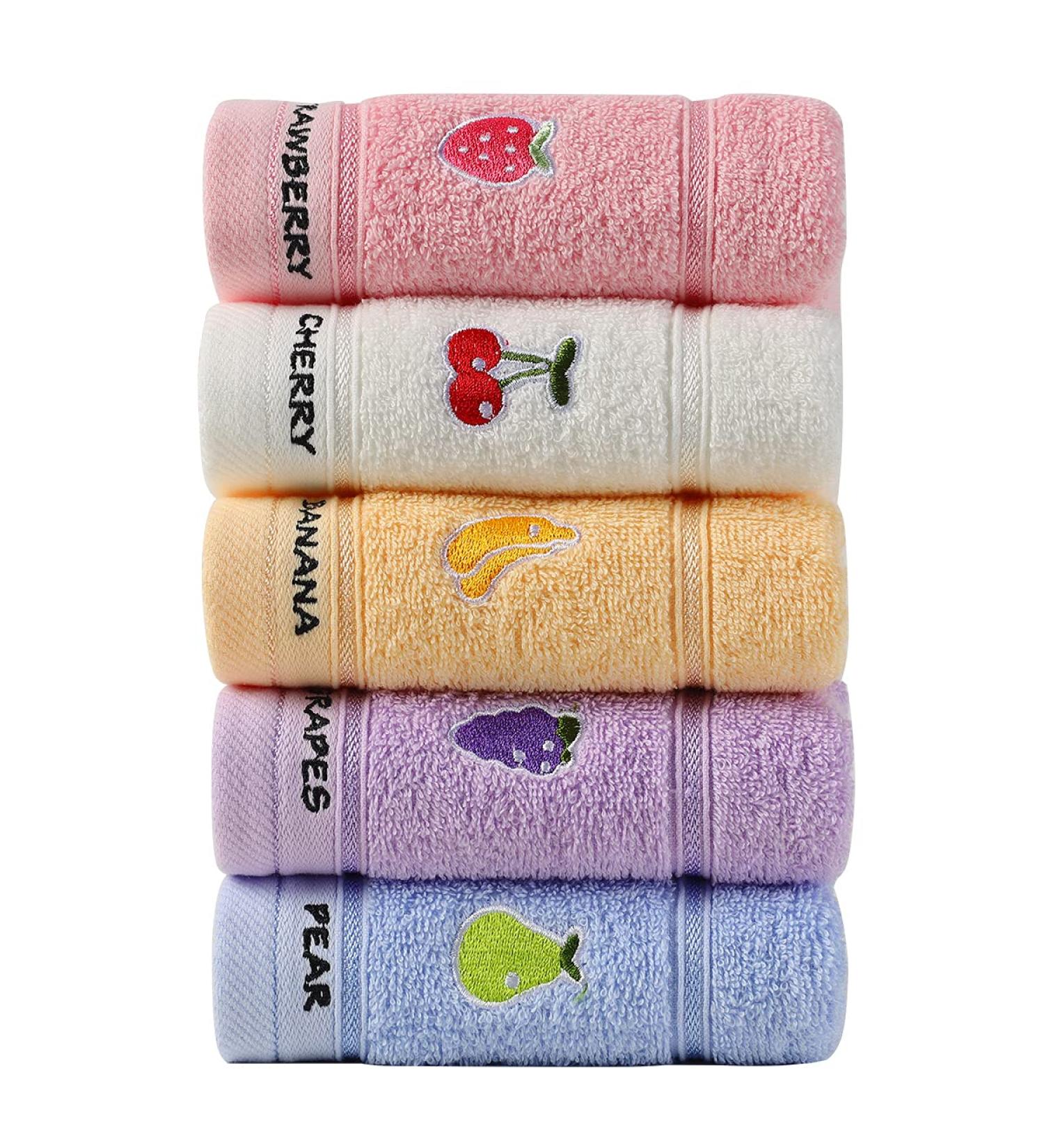 Soreca 100% Cotton Kids Towel Set | Cute Animal Embroidered Hand, Facial, Fingertip Towels for Children | 10x20 | Bathroom Washcloths - Buy Online on GoSupps.com