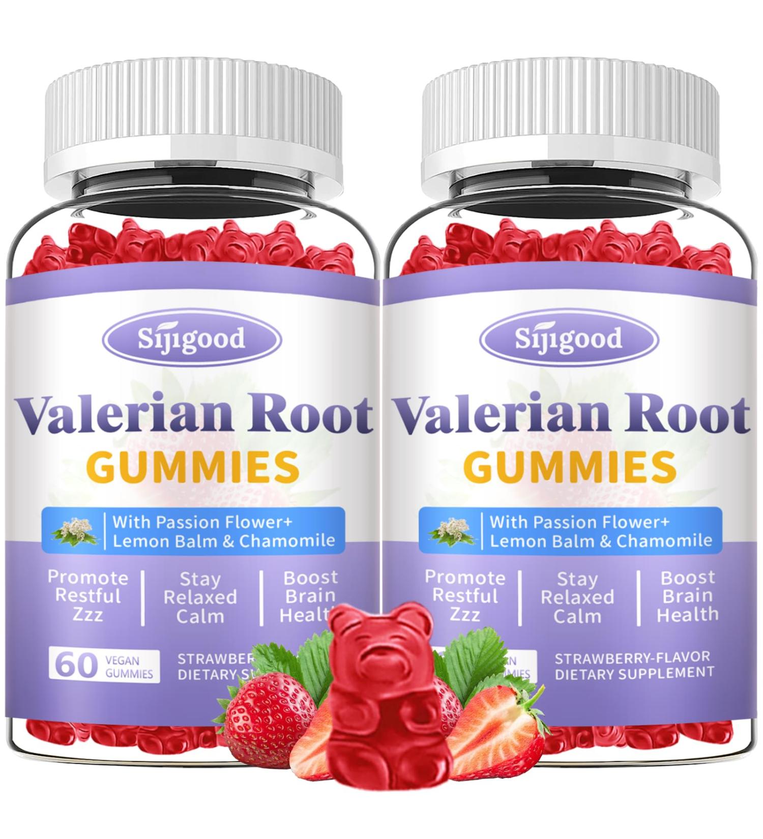 2 Pack Valerian Root Gummies Organic, Valerian Root Supplement for Zzz, Relaxation & Calm, Natural Herbal Supplement for Men & Women, Melatonin Free, Vegan, Non-GMO, Strawberry Flavor, 120 Count 60 Count (Pack of 2) - Buy Online on GoSupps.com