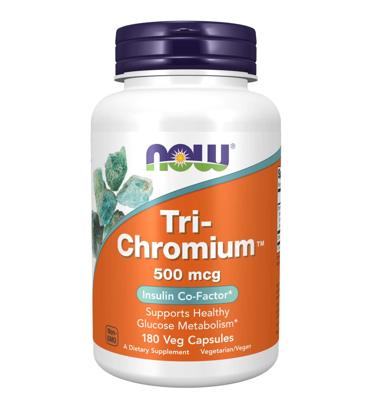 Now Foods Tri-Chromium 500 mcg - 180 Veg Capsules | Supports Metabolism & Glucose Levels - Buy Online on GoSupps.com