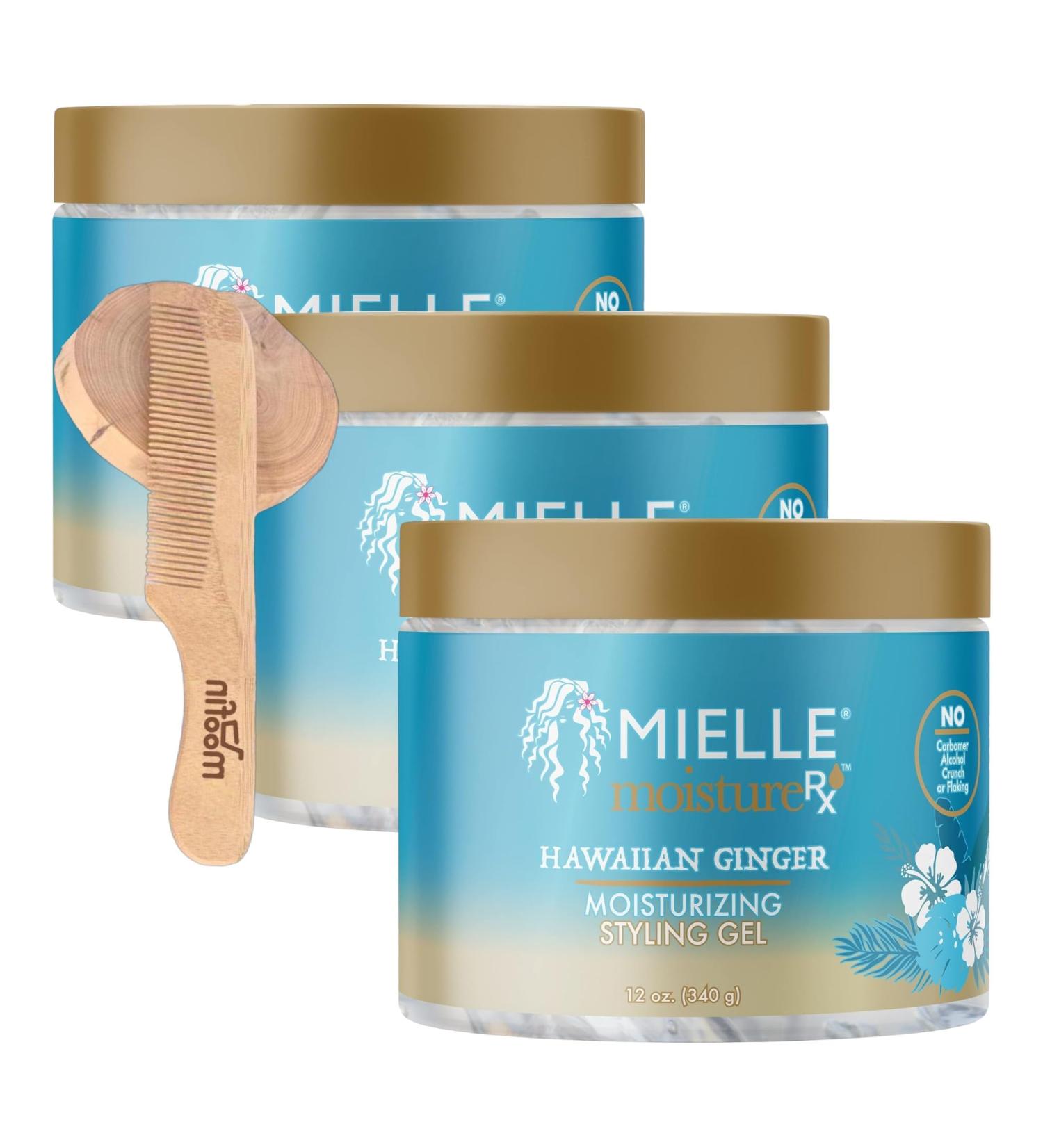 Buy Organic Styling Gel Moisture Rx Hawaiian Ginger 12oz - Long-Lasting Hold for Curls & Waves Enriched with Vitamins Pack of 3 with Wooden Comb - International Shipping Available - Buy Online on GoSupps.com